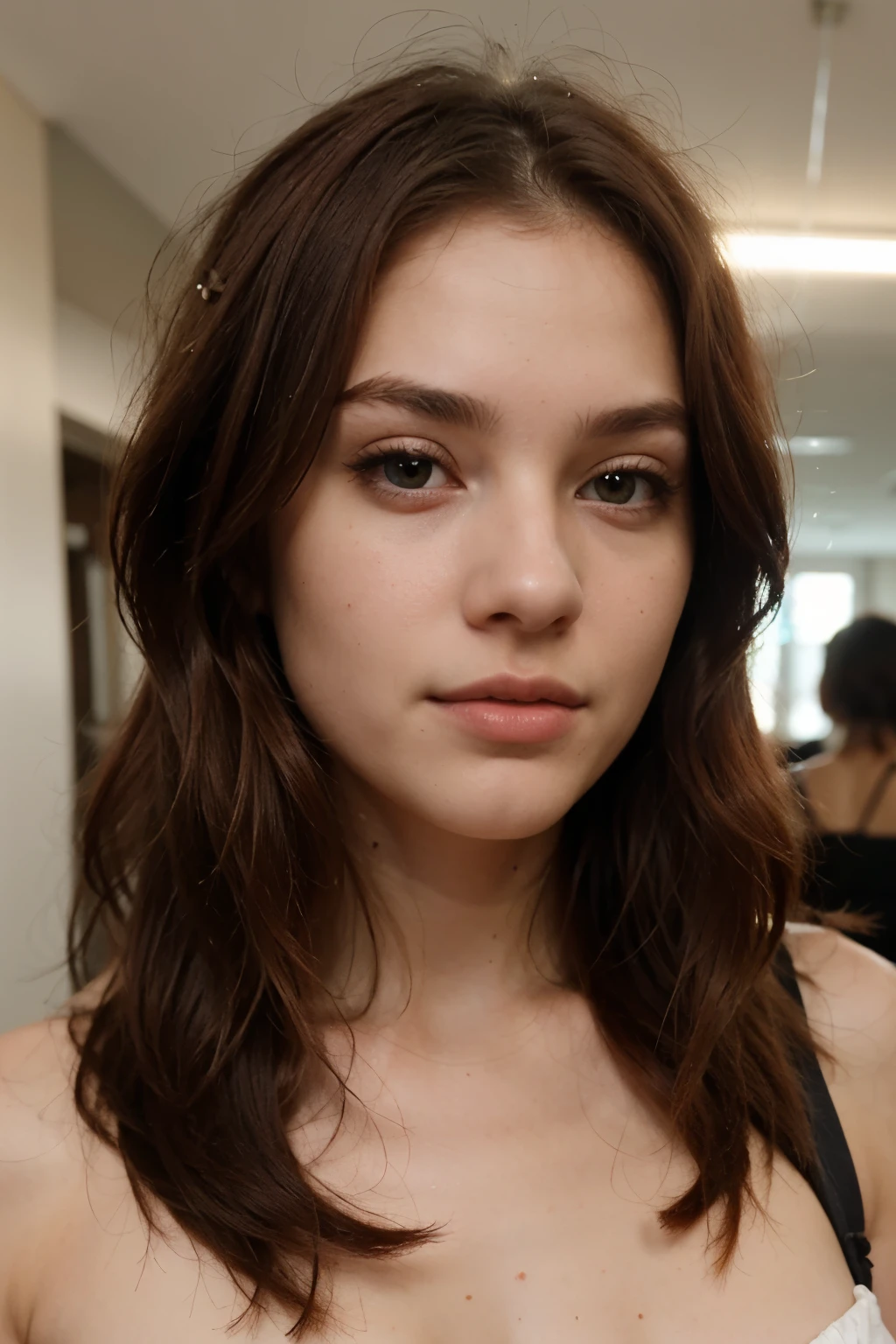 Woman, red hair natural, 18 years old, perfect face, dressed, supermodel