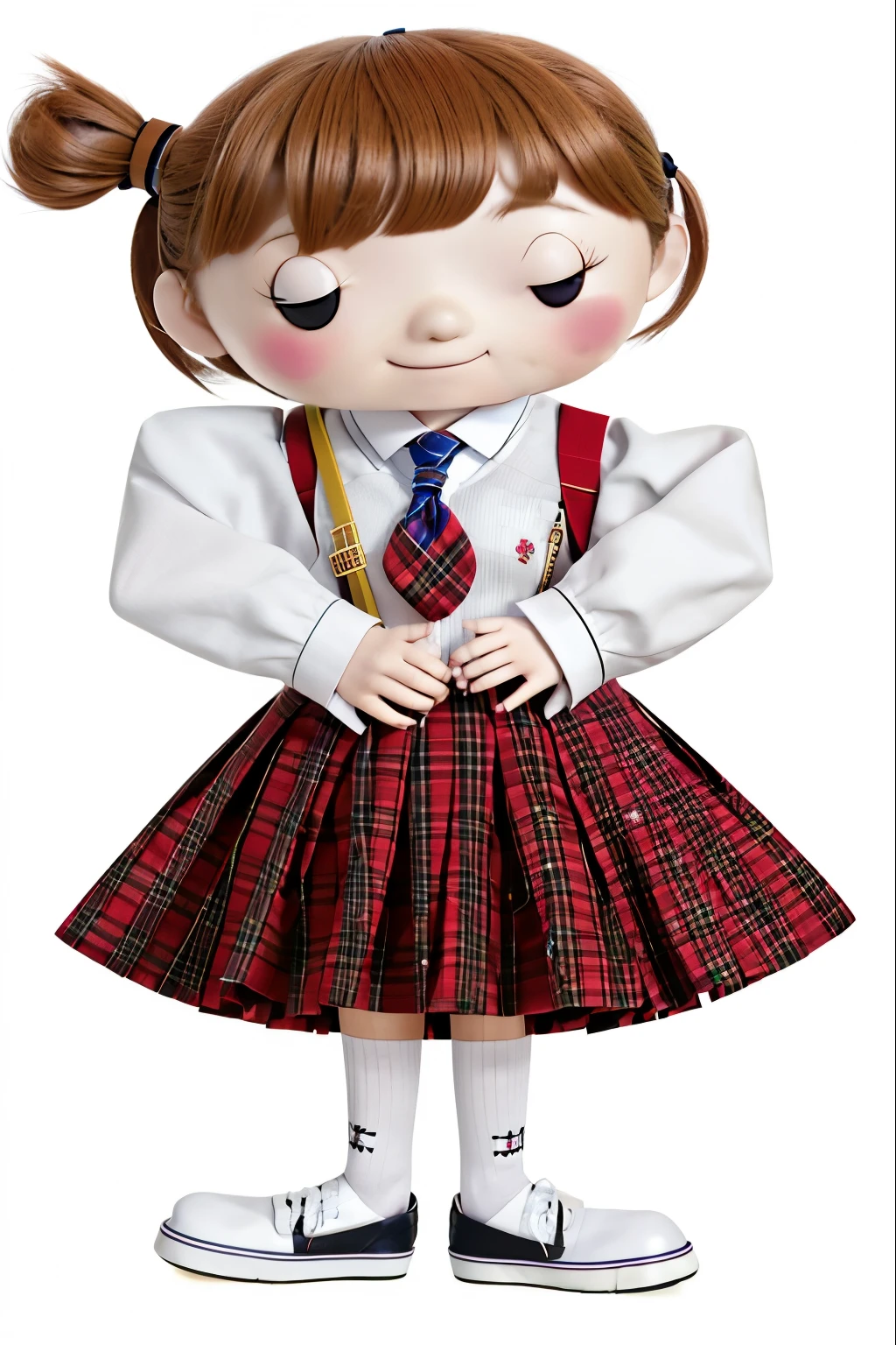 there is a picture of a girl in a uniform with a thought bubble, High school girls, japanese uniform, uniform, seifuku, magical school student uniform, japanese girl uniform, cute female student, , tartan clothing, jk uniform, cute!! Little!!! female student, wearing , magic , dress as 