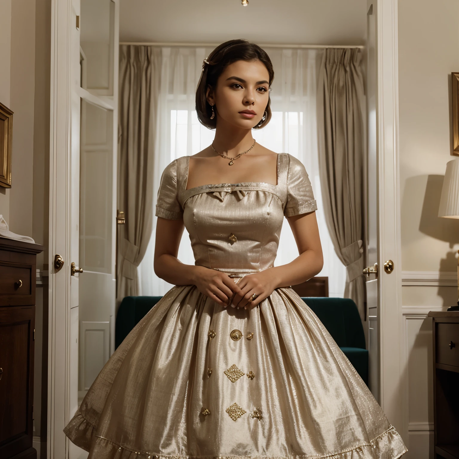 General image of a Latin woman wearing a Christian dior dress in the 1950s