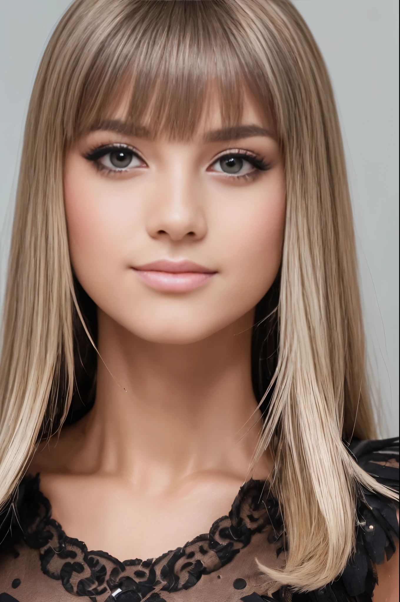 ((beste-Qualit, 8K, tmasterpiece, sharp-focus, 35mm lens, f/0.8, Amazing beautiful perfect figure: 2.4)), sidelighting, ((natural medium breasts)), (((Shot Full Body, from head to toe) ))), (white knitted sweater on the shoulders: 1.2), a necklace, jewelries, Highly Detailed Facial and Skin Texture: 1.2, detailed black eyes: 1.7, super detailed skin, sparkly skin: 1.2, blusher, Beautiful detailed makeup: 2.2, High-quality bangs, Shiny Blonde, Long hairstyle, From Bottom, looking a viewer