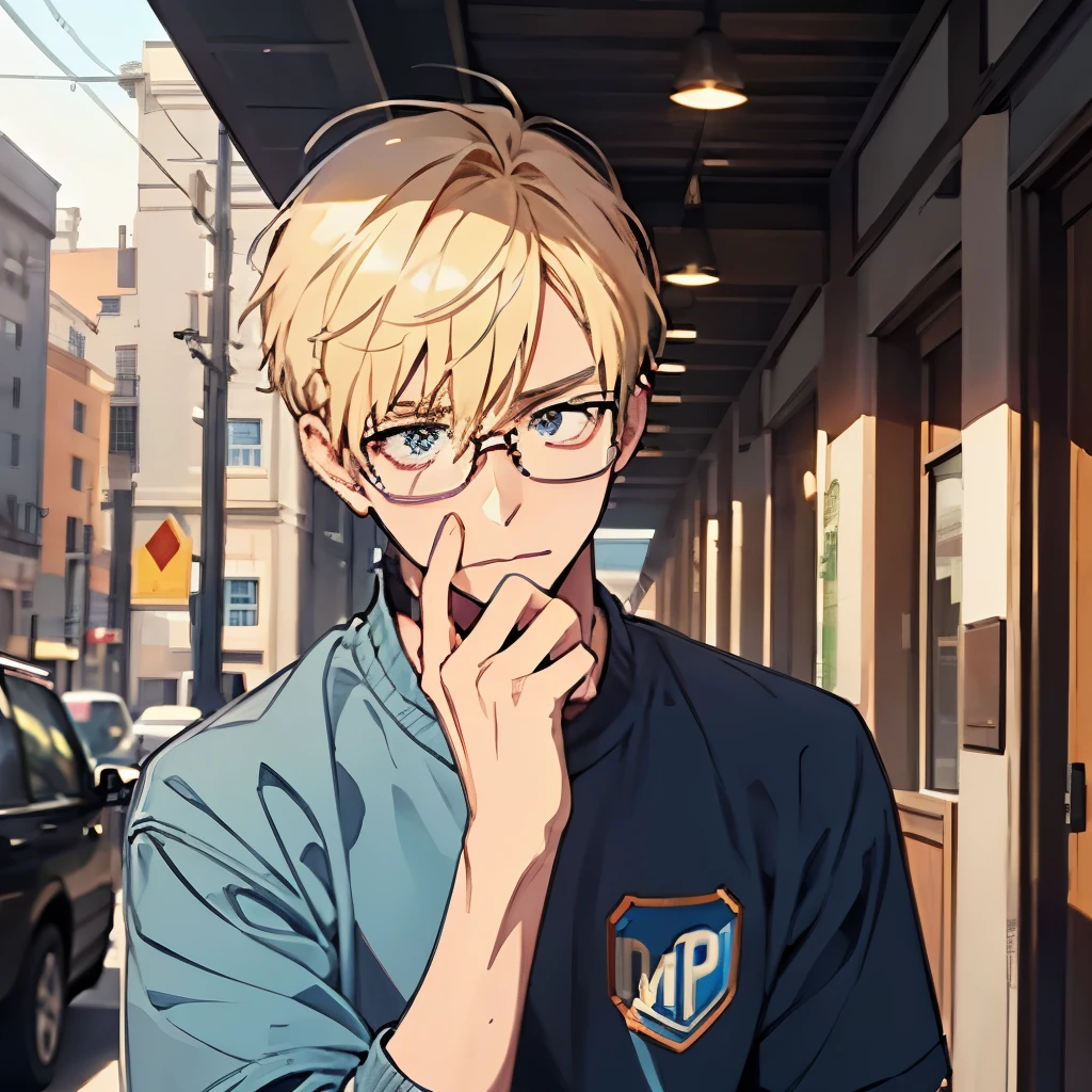 A male, nerd, awkward, dweeb, glasses, blonde, shy