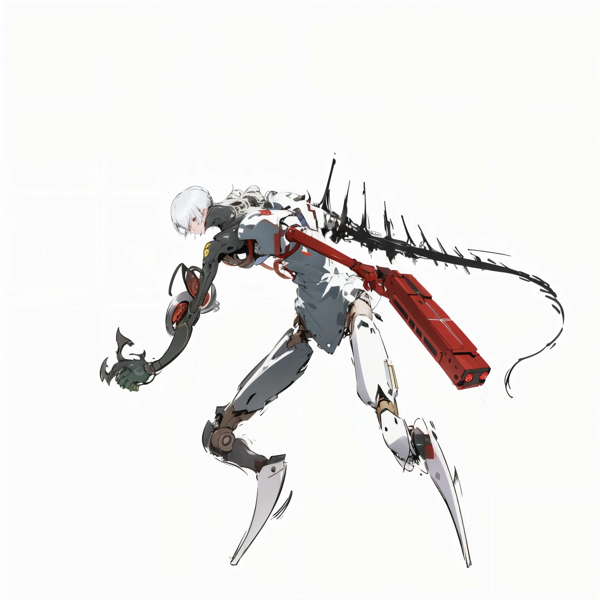 (((anime monster with a very slender body))), ((red sci-fi left arm)), (((tsutomu nihei))), ((silicon creature)), (cyborg), blame!, abara, knights of sidonia, white armor, gravity rush inspired, kantai collection style, inspired by Akihiko Yoshida, gravity rush, from girls frontline, girls frontline style, edelgard from fire emblem, blonde anime girl with long hair, botw style, cyborg merchant girl, akihiko yoshida!, no more heroes concept art, in suitcase