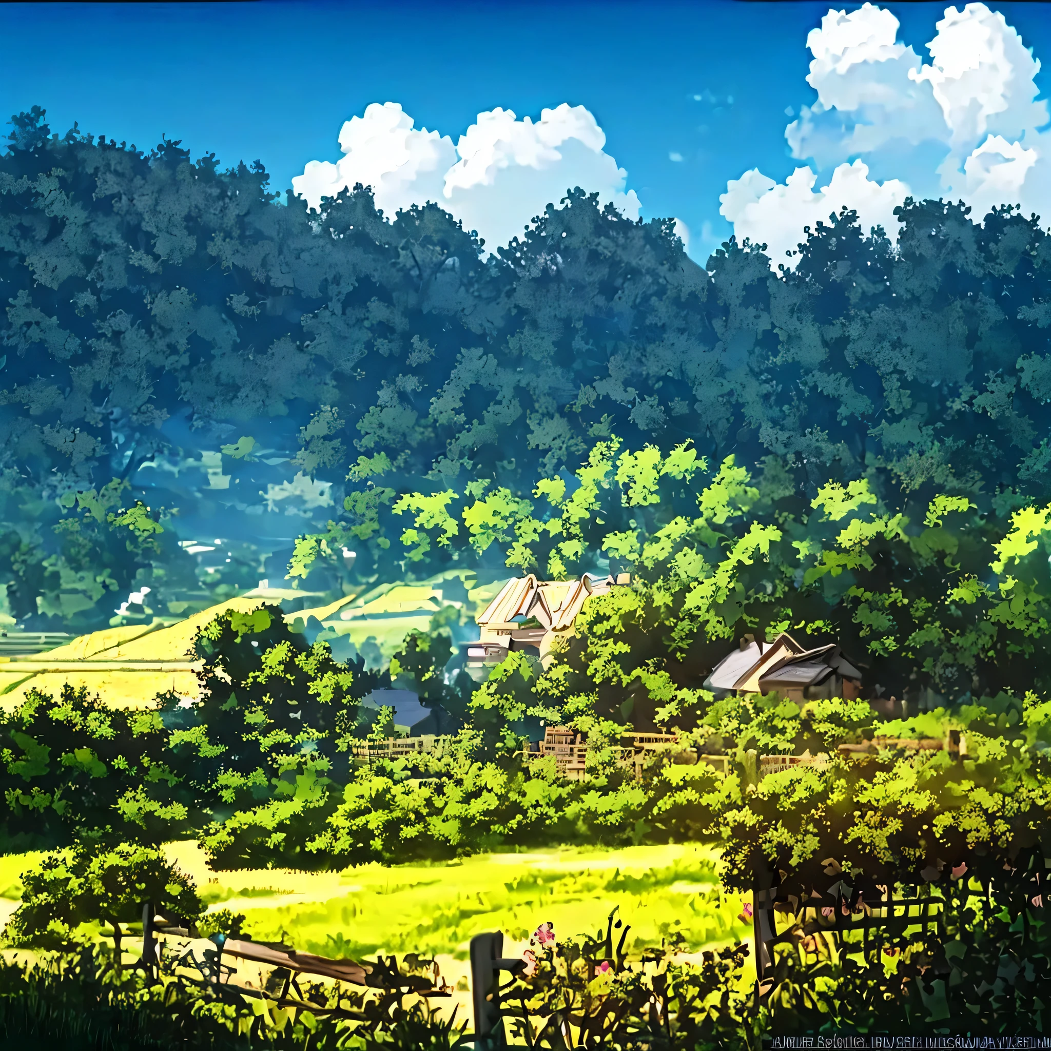 anime scenery of a farm with a fence and a house, anime countryside landscape, anime scenery, anime background art, beautiful anime scenery, anime scenery, studio glibly makoto shinkai, makoto shinkai&#39;Style, anime background, beautiful anime scene, anime movie background, anime scenery wallpaper, anime scenery concept art, ( ( makoto shinkai ) )