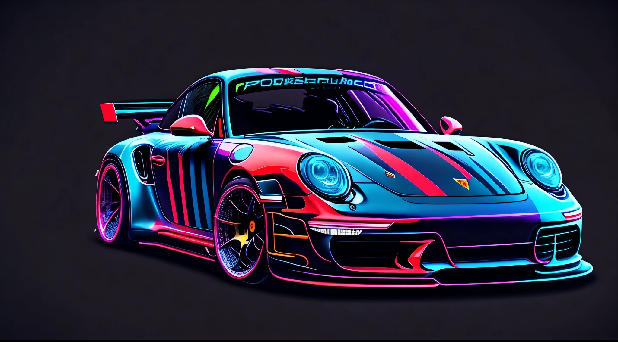 ((Best quality)), ((masterpiece)), (detailed),unique vector art neon porsche 911, rwb,
vector line art, logo, centered, High contrast
