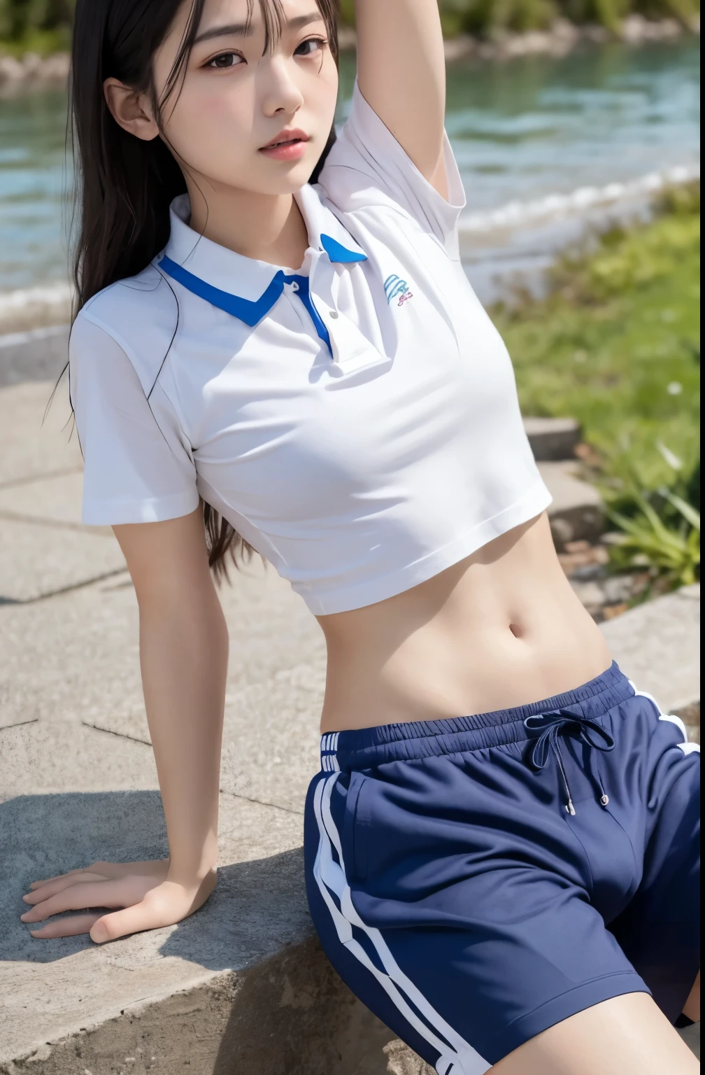 best quality, masterpiece, ultra high resolution, original photo, (lifelike:1.4), 1 girl, Detailed face, cowboy shooting, exist (Tight blue collar white shirt, Tight high-cut blue sports shorts,white transparent),exist学校厕所里,躺exist充满水的浴缸里,躺exist充满水的浴缸里,legs spread,legs spread,Turbulent posture,Turbulent posture,big breasts, Raised nipples, Raised nipples,Raised nipples,Unbuttoned clothes,split,The whole body is soaked with clothes, The whole body is soaked with clothes, Wet clothes cling to the body, Wet clothes cling to the body, (Willow Yao:1.2), long hair, Bokeh, beautiful lightexistg, model posexistg, Perfect body,Nice face,15 year old beautiful girl,Pull up the posing to reveal underwear,legs spread,There is thick liquid flowing down the inside of the leg,The front of the pants is soaked,transparent underwear,The small slit below is recessed,Water leaked from the small slit and soaked the underwear,Anterior top of the crotch,Pubic hair exposed