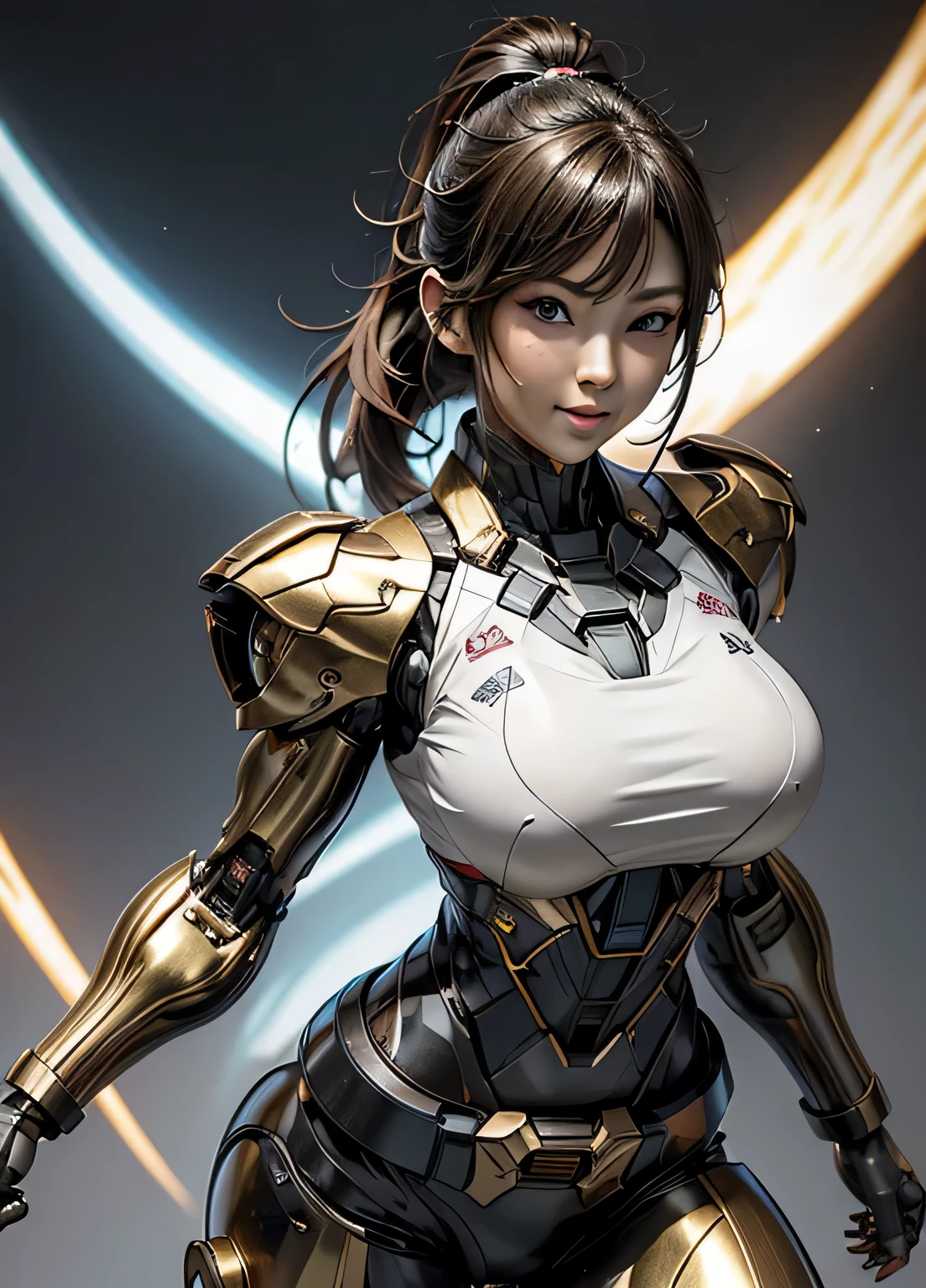 rough skin, Super detailed, advanced details, high quality, 最high quality, High resolution, 1080P, hard disk, beautiful,(cyborg),(Missiles from the chest),(Machine gun from both hands),beautifulcyborgの女性,メカcyborg少女,battle mode,Mecha body girl,彼女は武器を持ったバトルcyborgメカを身に着けています,full body shot、luscious lips, (smoky eye makeup:0.85), (big and full breasts:1.5),