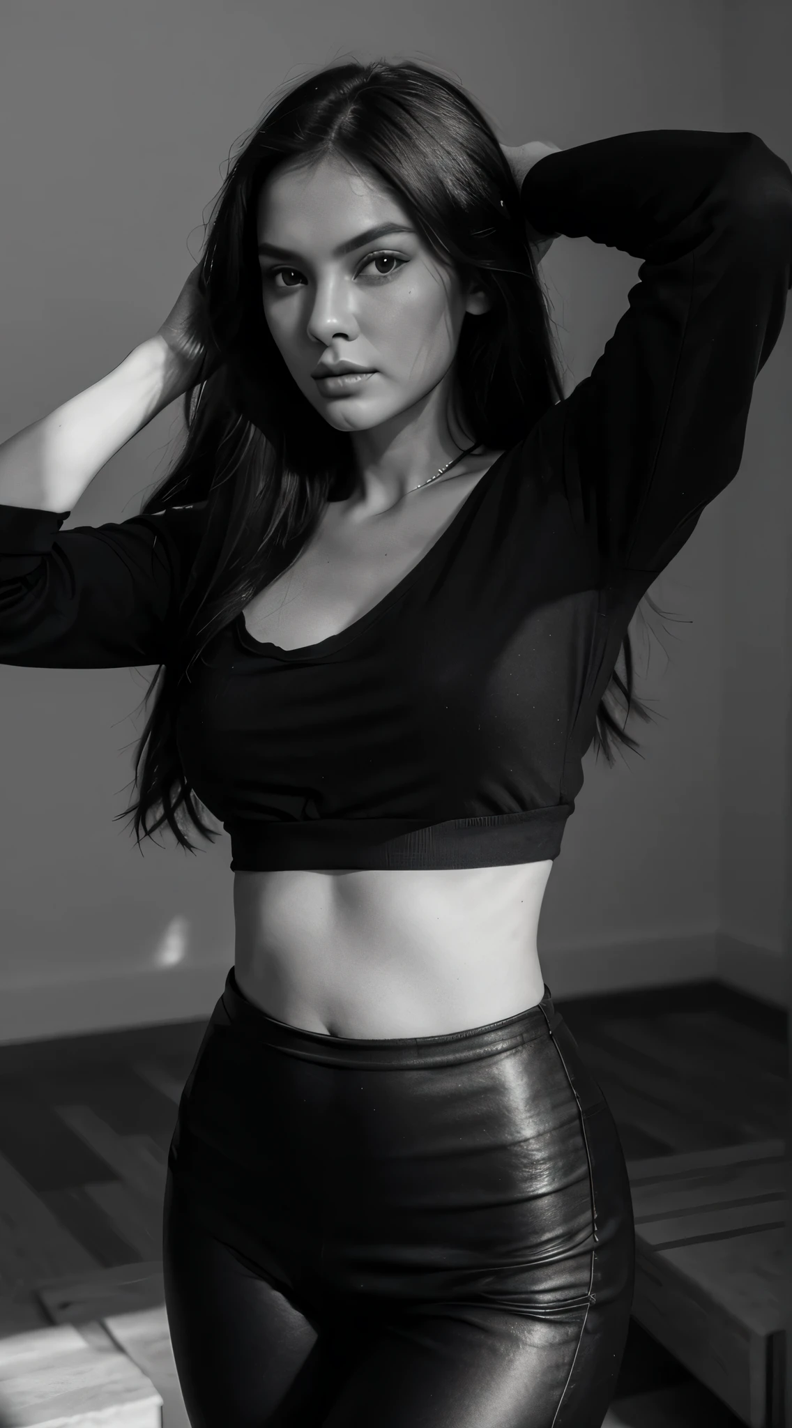 um close de uma mulher com uma camisa preta e calcinha vermelha, 2 modelo feminino de 4 anos, mulher muito sexy com cabelo preto, 21 anos de idade, 22 anos de idade, 18 anos de idade, garota sexy, com cabelo preto, 23 anos, Victoria Gavrilenko, mulher com longos cabelos pretos, pose lateral, figura linda