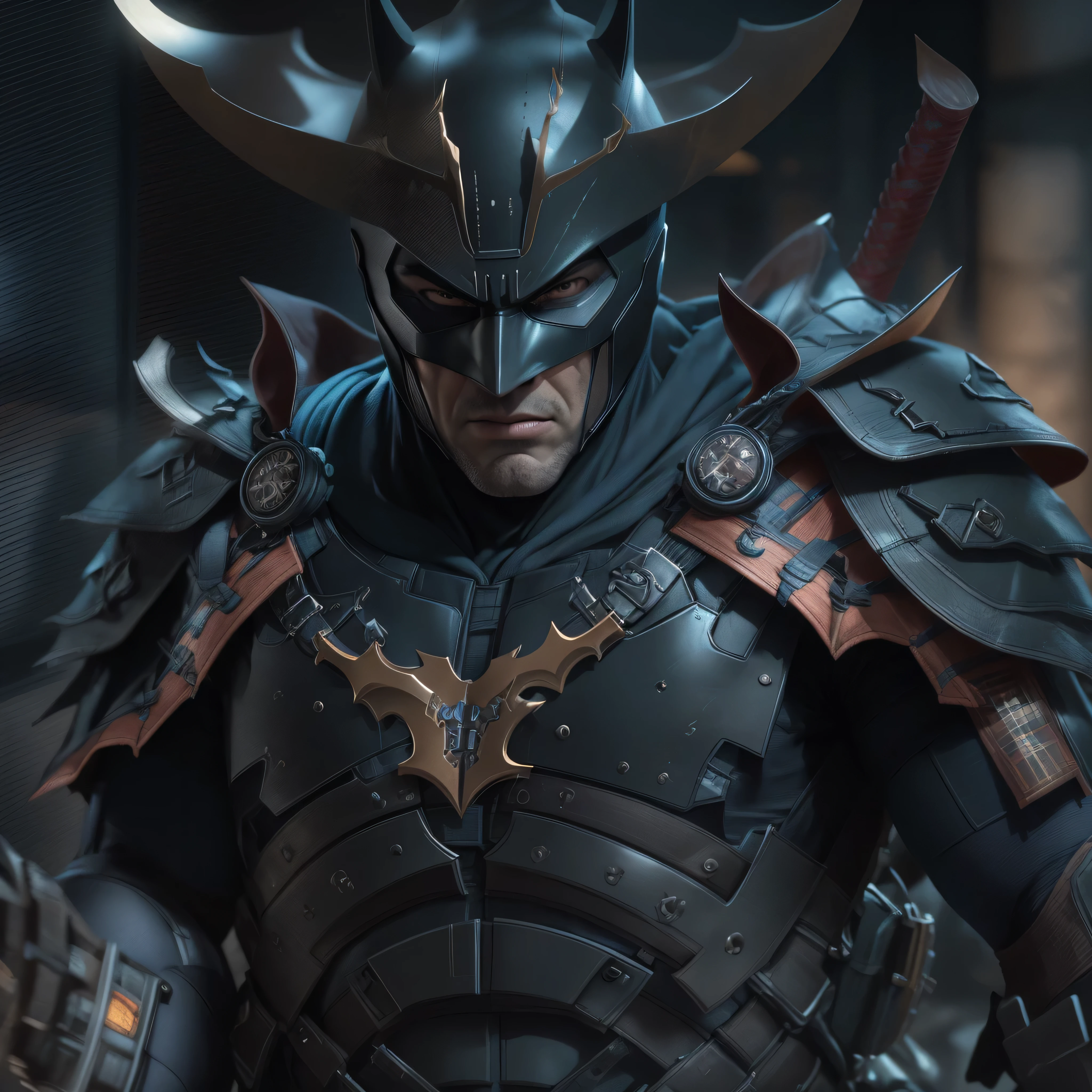 DC comic's, Samurai Batman, photo-realistic, octane render, unreal engine, ultra-realistic