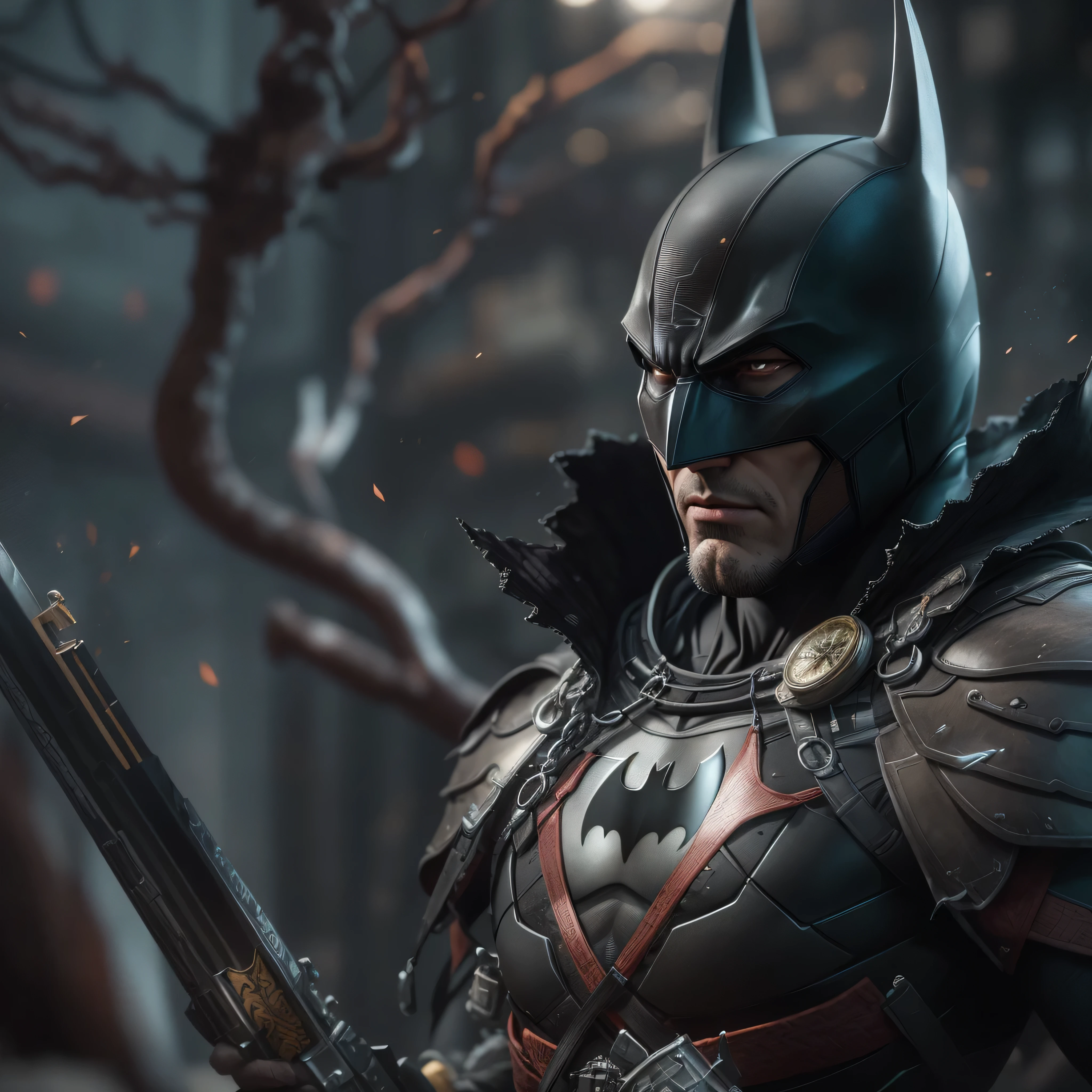 DC comic's, Samurai Batman, photo-realistic, octane render, unreal engine, ultra-realistic