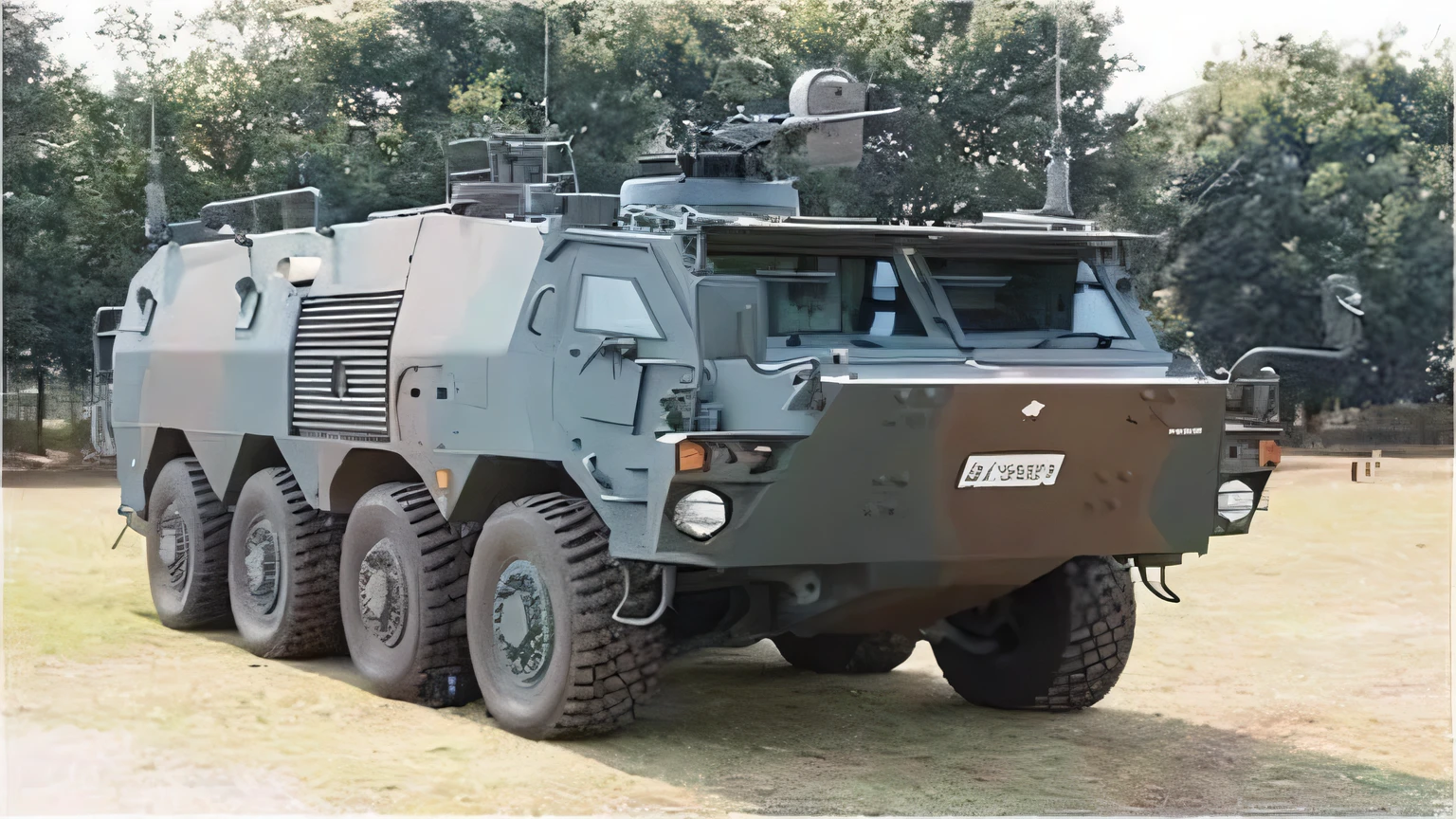 araf truck with a gun mounted on top of it in a field, fully armoured, military equipment, heavily armoured, military vehicles, tank, himars, armored, nexters, new vehicle, vehicle, armored units, fully armored, lavs flowing through the land, type - 2, army, tanks, heavily armored, himars with missile, military carrier rig