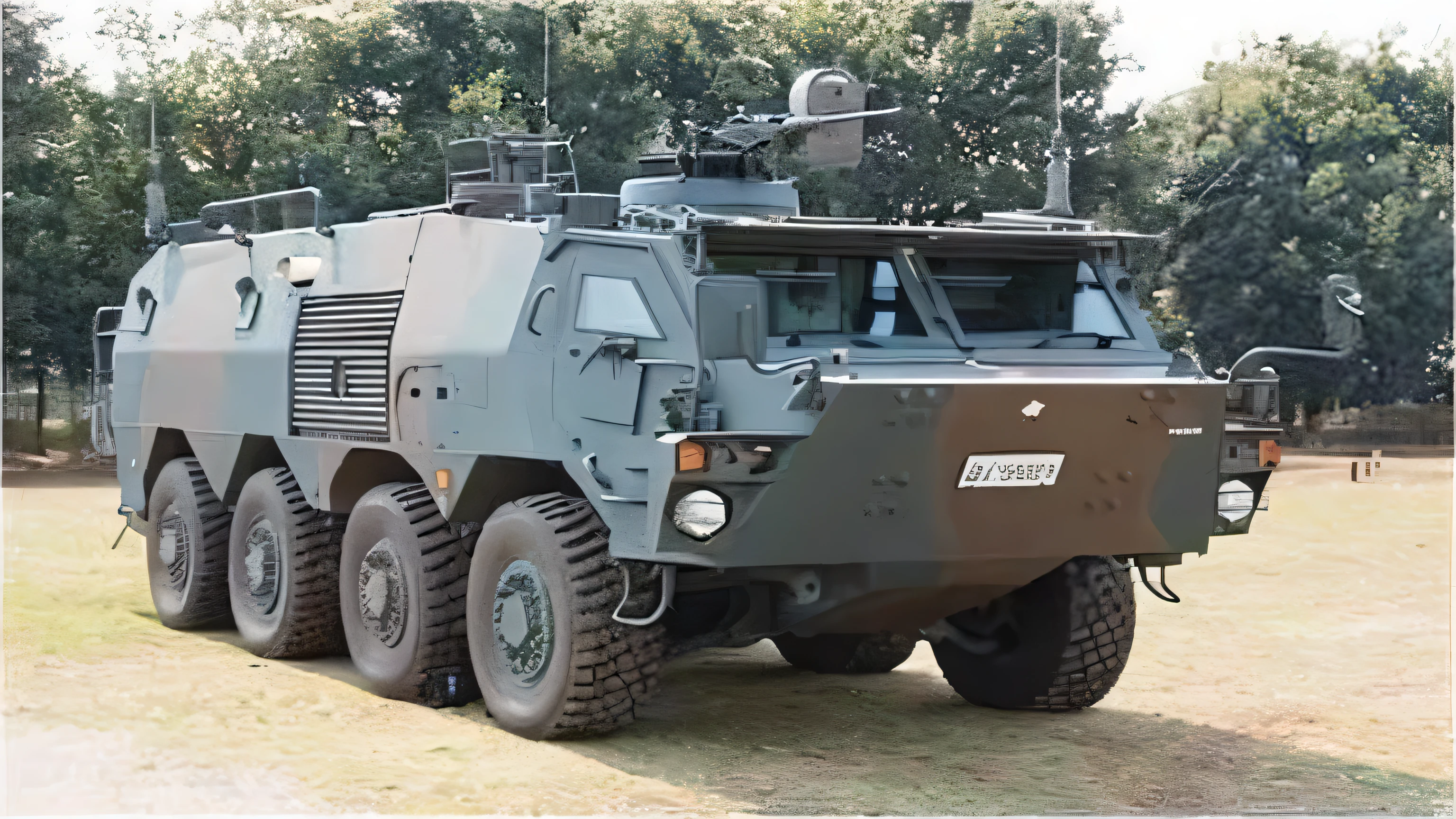 araf truck with a gun mounted on top of it in a field, fully armoured, military equipment, heavily armoured, military vehicles, tank, himars, armored, nexters, new vehicle, vehicle, armored units, fully armored, lavs flowing through the land, type - 2, army, tanks, heavily armored, himars with missile, military carrier rig