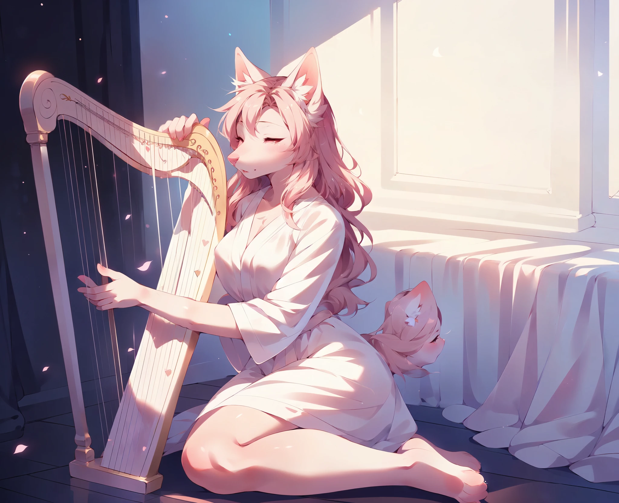 Solo,by fumiko, by hyattlen, harp, harp strings, blend in with harp perfectly