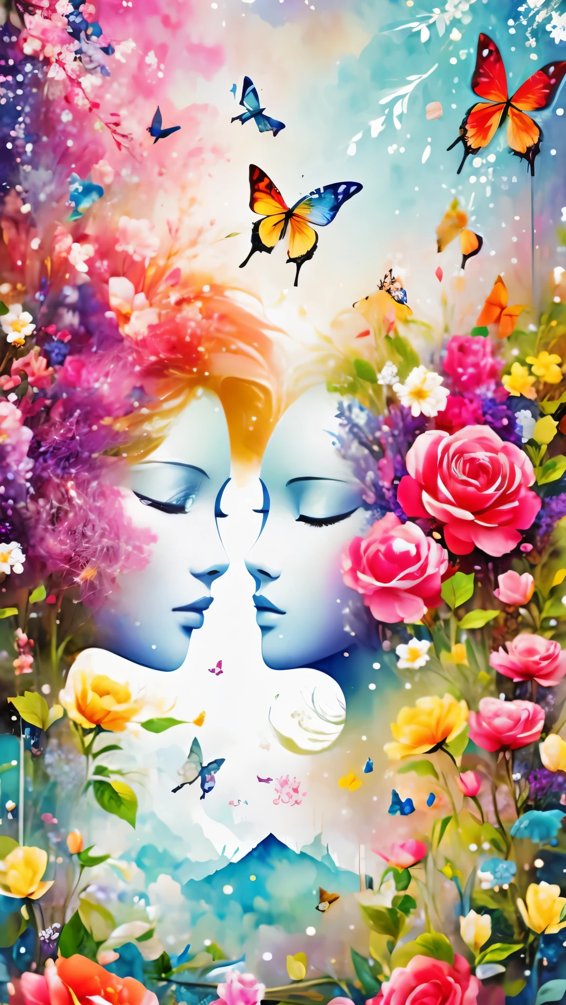 Fancy elegant botanical rose floral maximalism with a wave of fresh flowers garden flowers flowing floating in soft mist pink, water, Masio Damascus, Massive smoke and realistic flower fractals, octane rendering, josephine wall art, Isabel Menin, Jean, Amy Brown
