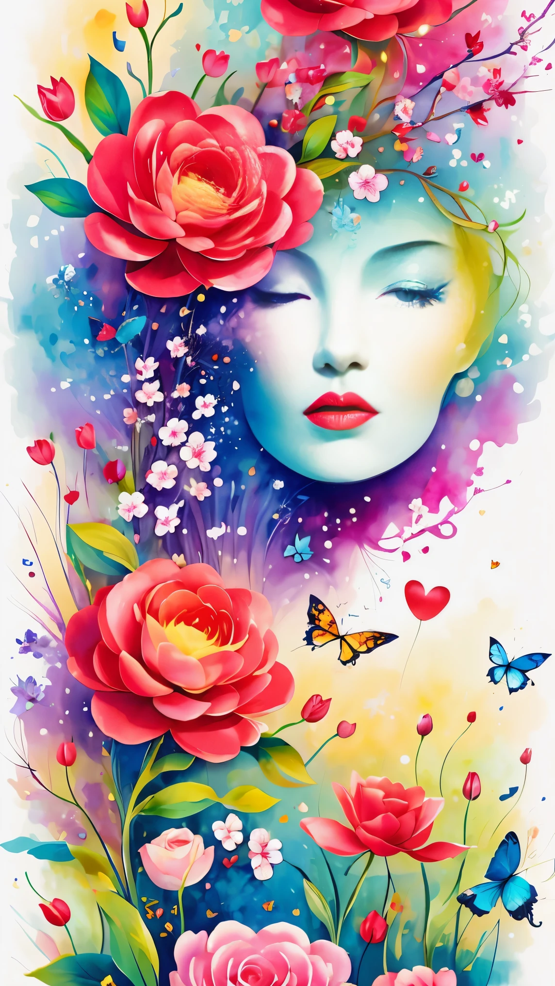 (masterpiece, best quality:1.2), greeting card design,Valentine's Day