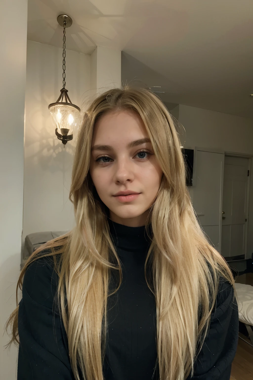 Blond long hair, 23 year old beautiful woman.