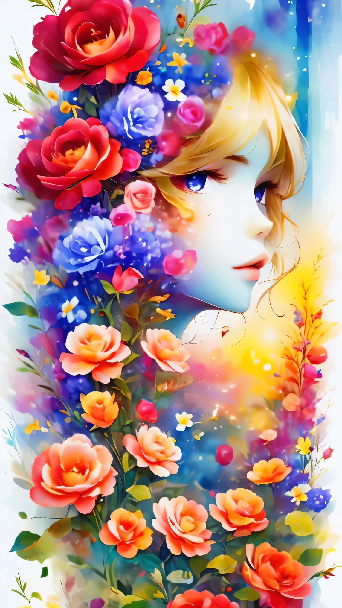 Fancy elegant botanical rose floral maximalism with a wave of fresh flowers garden flowers flowing floating in soft mist pink, water, Masio Damascus, Massive smoke and realistic flower fractals, octane rendering, josephine wall art, Isabel Menin, Jean, Amy Brown
