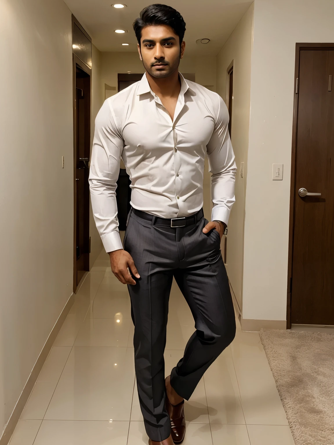 handsome sexy indian man wearing formal shirt and trousers