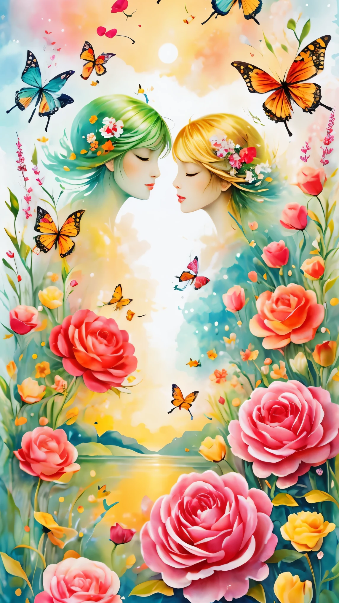 (masterpiece, best quality:1.2), greeting card design,I Love you,love