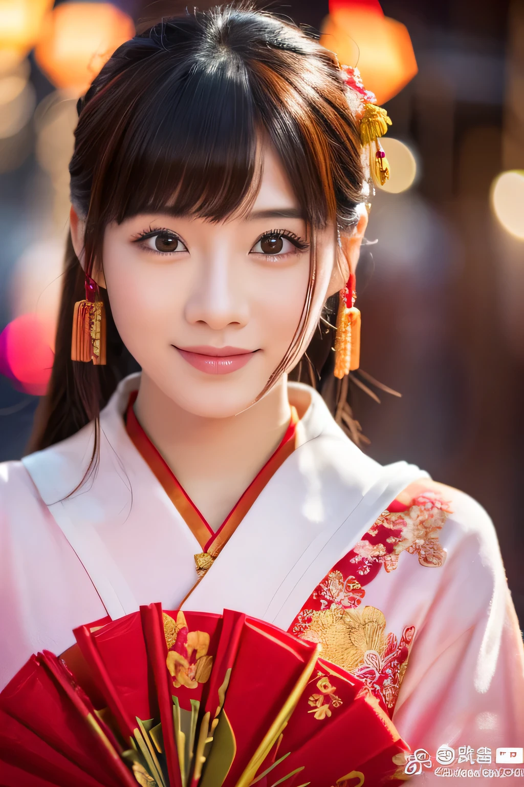 Chinese New Year and a beautiful 28years old Chinese girl alive , realistic and detailed 8k resolution