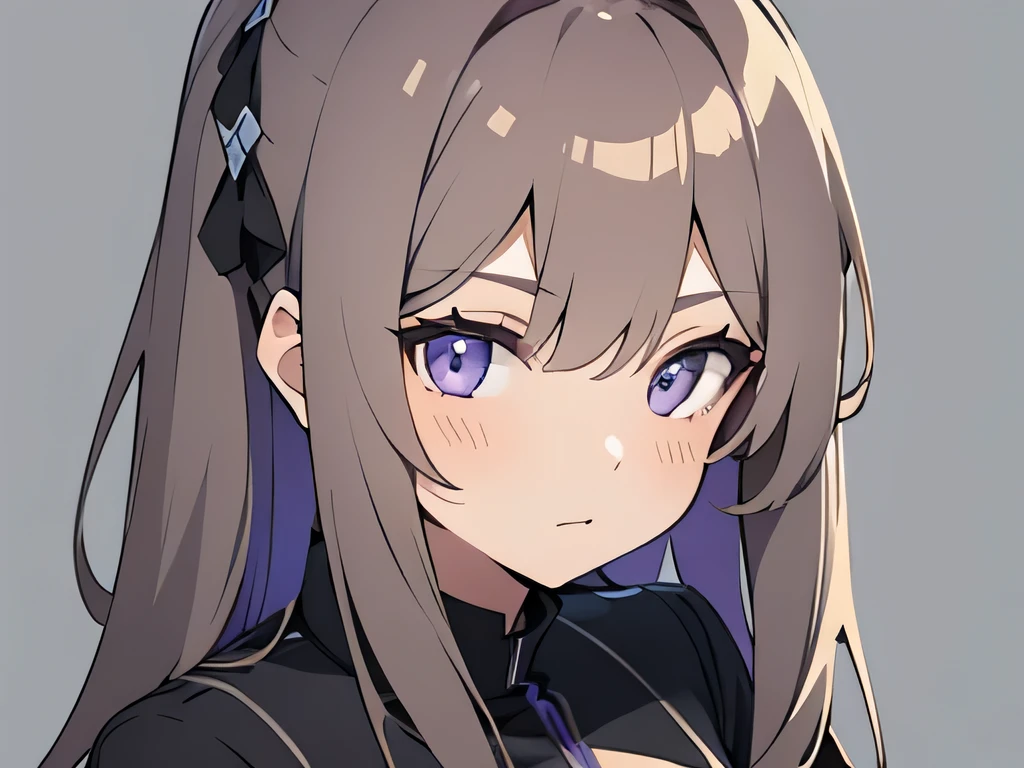 girl、light brown white hair、hairstyle side up、blue-purple eyes、slanted eyes、Black jersey、simple、morning