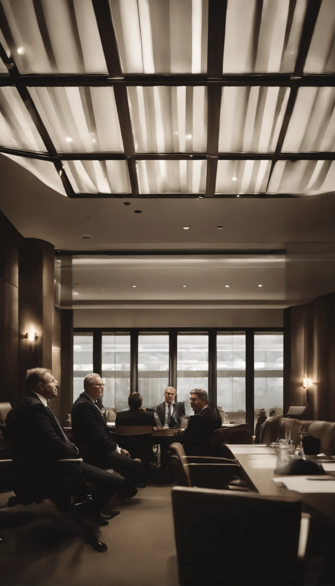 "AI, generate a photo capturing the atmosphere of a football association board meeting. Highlight the board members engaged in discussions, strategizing, and decision-making. Emphasize the professional and collaborative environment, with a focus on the exchange of ideas and planning for the future of the association."