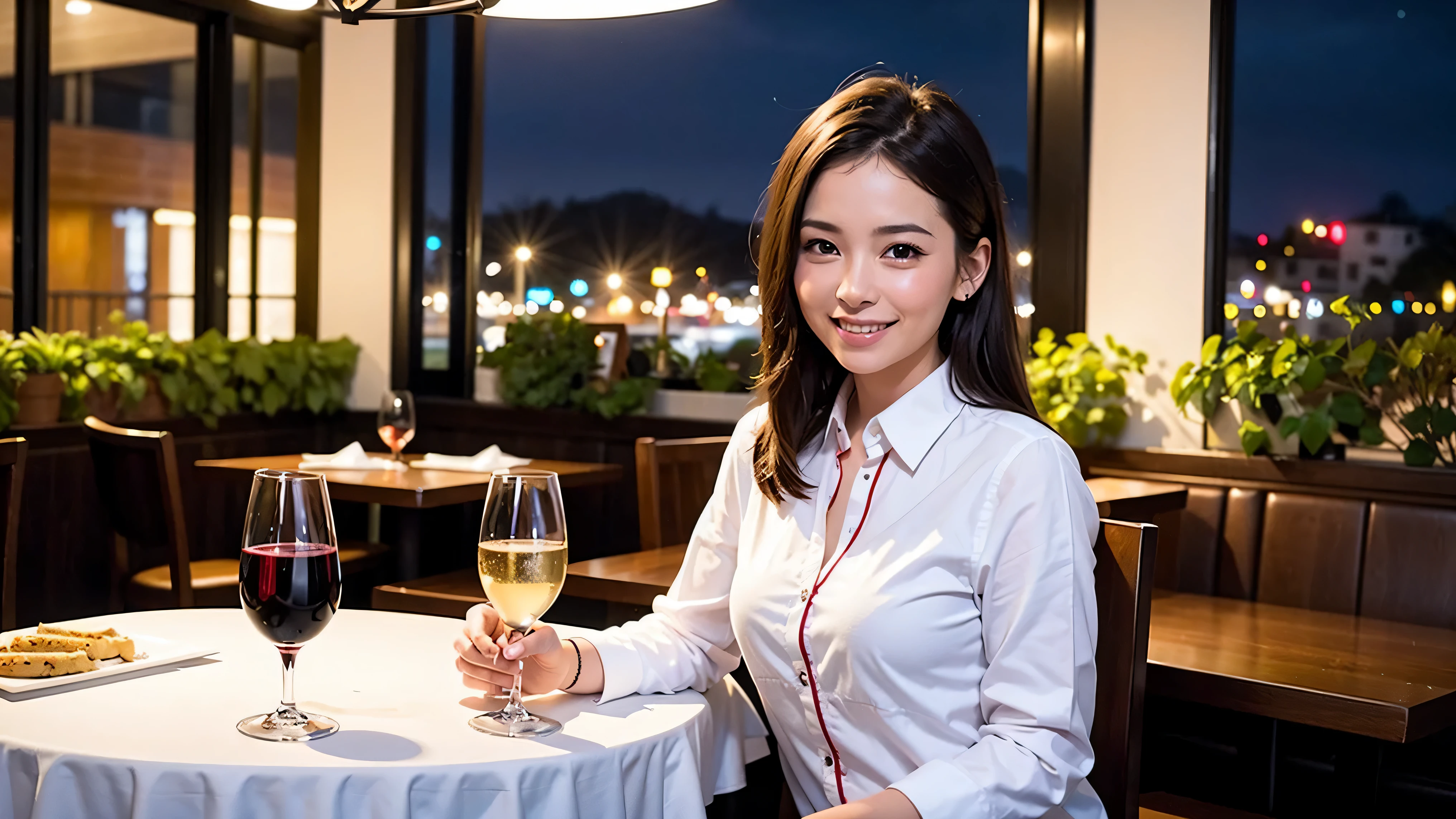 64k, UHD, highest quality, masterpiece: 1.2), (realistic, photorealistic: 1.37), Super detailed, (slimな男女4名),(Wine party for 5 people)、celebration party、beauty、Charm、beautiful mature woman、3 women who love wine、three men、champagne、Sparkling wine、winter night、restaurantでワイン宴会、(slimフェイス),Happy、 最高なsmile、Fox Face、Berry Short、(because I&#39;thin), (brown hair), (shortcut), long sleeve shirt、winter fashion、Colombia、Brazilian、Japanese、Dutch、German、Portuguese、Belgian、Italian、french, (gushing), (slimボティ), (brown hair), (shortcut), 端正なbeauty、cheeks blush a little, (41 years old), 38 years old, 35 years old、32 years old、 A beautiful and detailed night view spreads out outside the window........, restaurant, wine glassが座っている, At night, in a prominent place (from the Upper body) nova frog style, actress, model, Upper body, White wine, slim, wine glass, very beautiful night view, wine glass Put in the Middle, Happy smile, (smile: 1.15), 