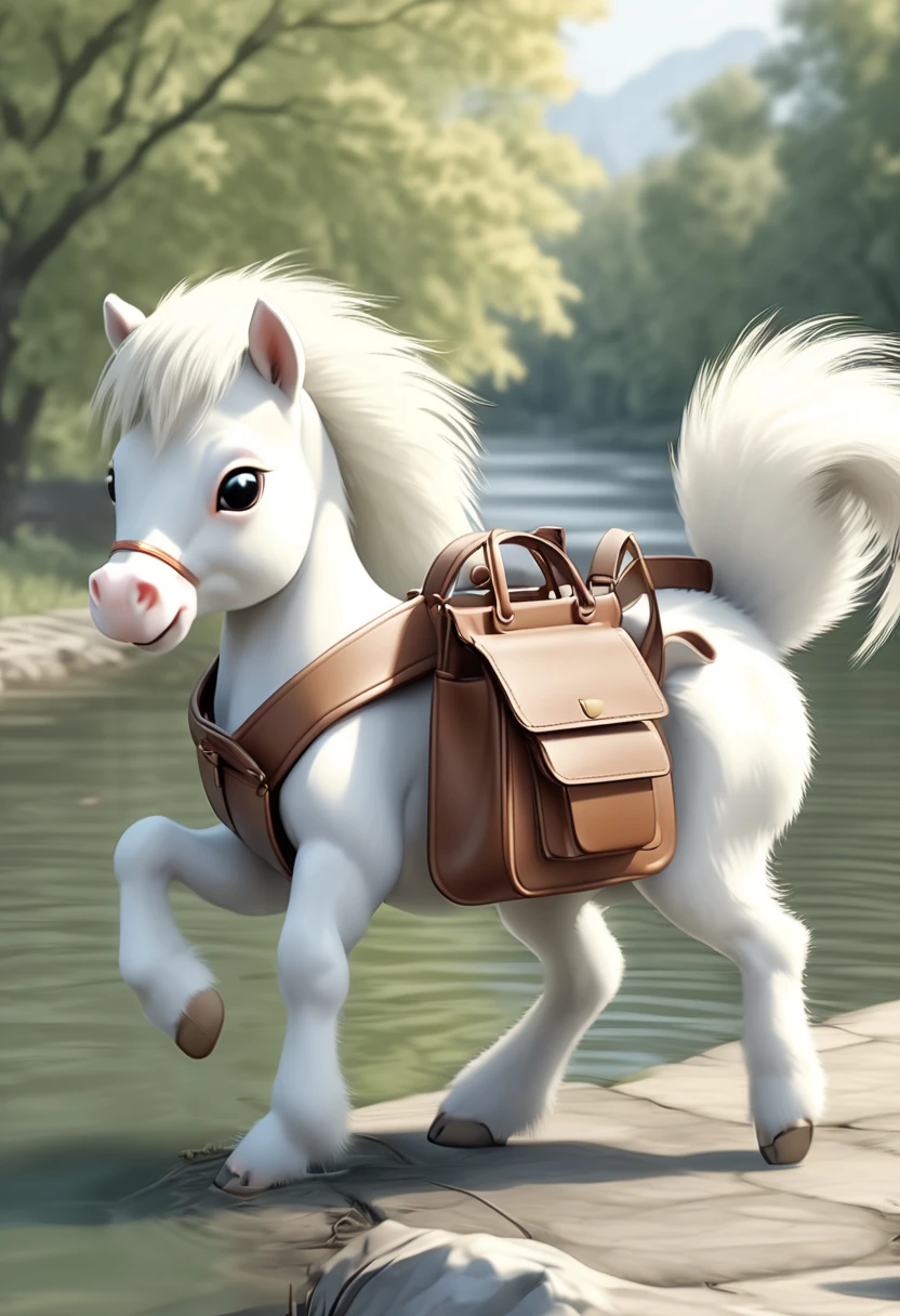 an old white horse and a young white horse living in the stable, (best quality, masterpiece, Representative work, official art, Professional, Ultra high detail, 8k)