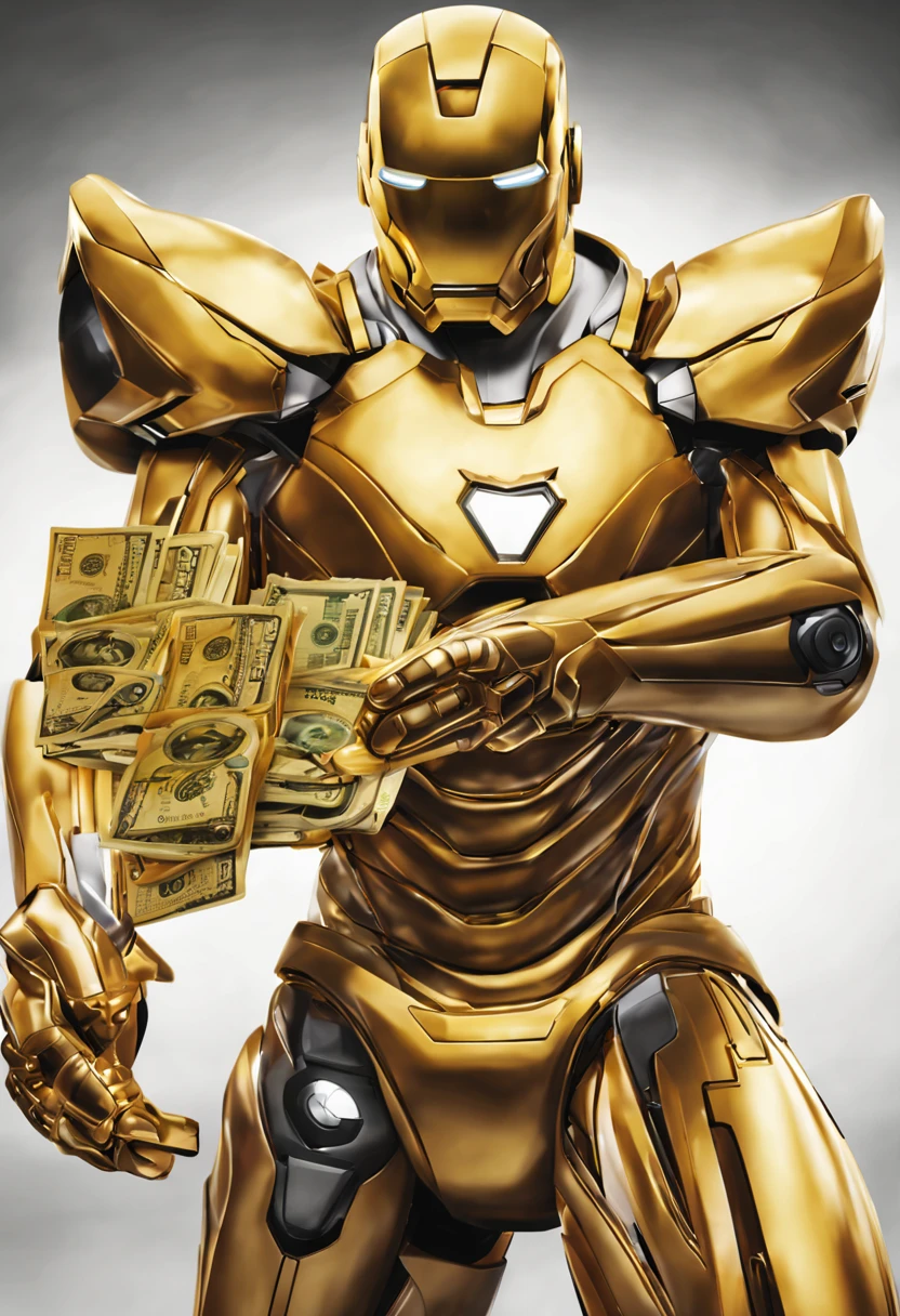 Golden, Bundle of money, Spito winning, ironman suit, male, 