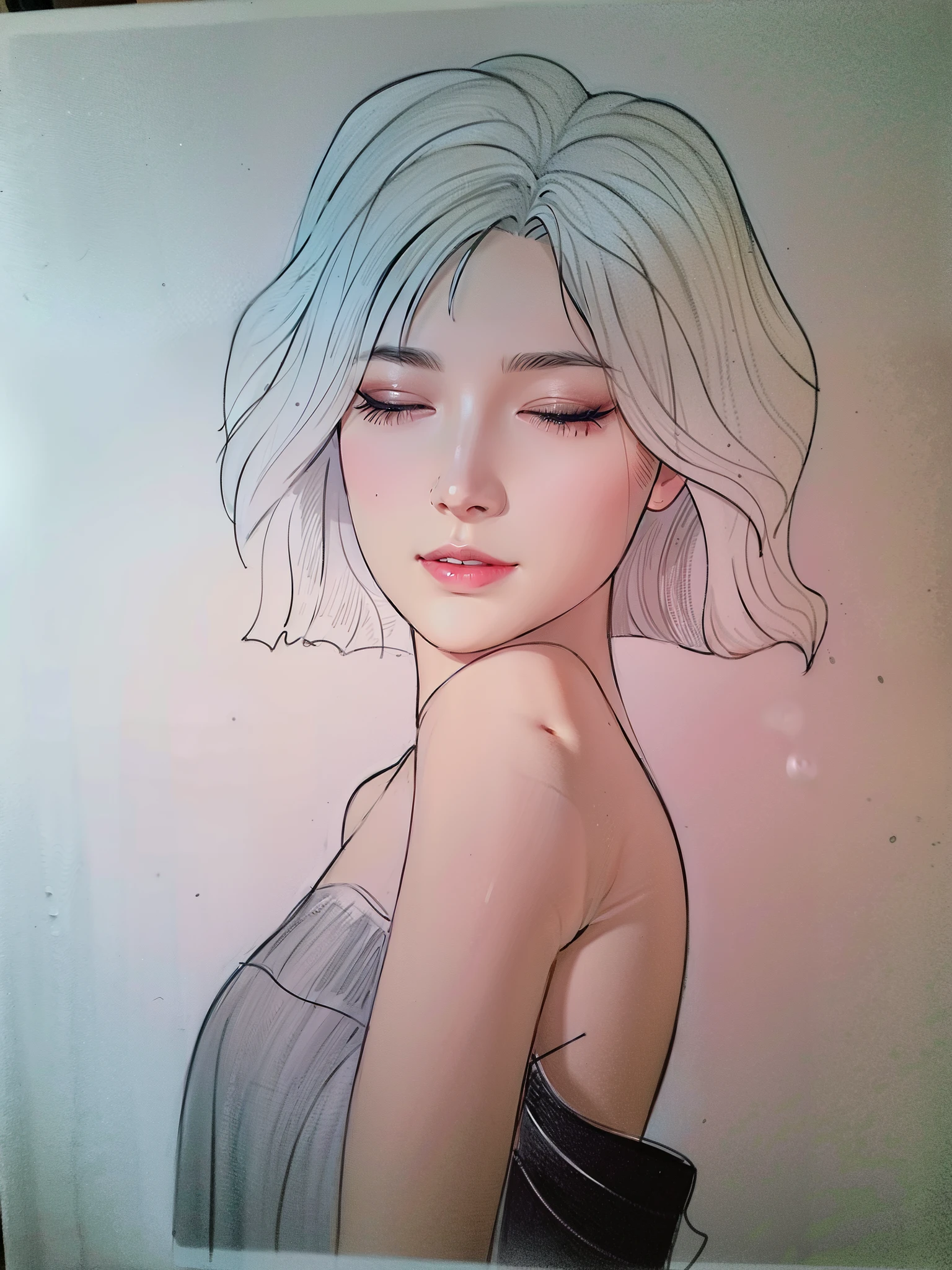 Those who have closed their eyes,drawing a woman's hand on the chin, line art portrait, thick line drawing, simple line art, thin line drawing, illustration line drawing style, line sketch, Simple lines of art, thick line drawing, perfect line drawing, Realistic line art, minimalist line drawing, line art coloring pages, traditional drawing style, Black lineart