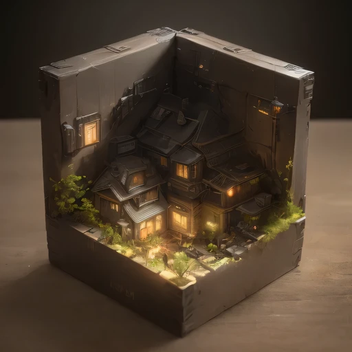 Lunar soil小写实模型, (bifurcation, original photo, best quality, masterpiece:1.4),Steampunk Cyberpunk 1820 City,(CyberpunkLunar soil light:1.3), Lunar soil (related to land),(in a small nature box:1.3),Isometric, small nature, landscape on foundation,landscape,