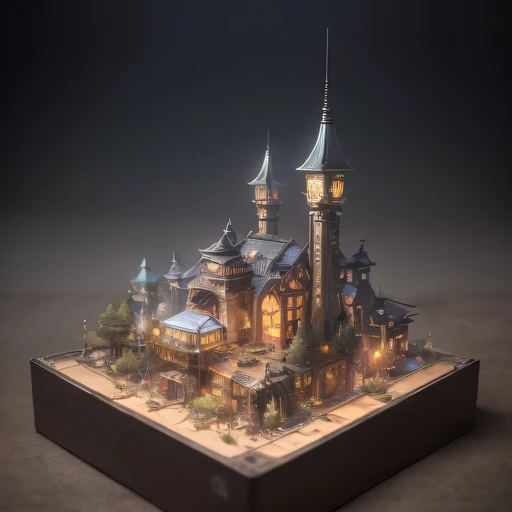 Lunar soil小写实模型, (bifurcation, original photo, best quality, masterpiece:1.4),Steampunk Cyberpunk 1820 City,(CyberpunkLunar soil light:1.3), Lunar soil (related to land),(in a small nature box:1.3),Isometric, small nature, landscape on foundation,landscape,