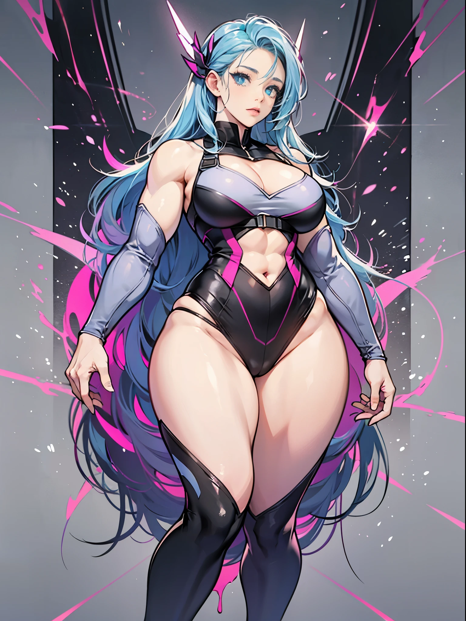 Nordic female bodybuilder, single woman, beautiful face, big muscles, big eyes, perfect body, wide shoulders, wide arms, large and marked pectorals, small waist, thick legs, big and thick , wide calves, very beautiful, full body centered,