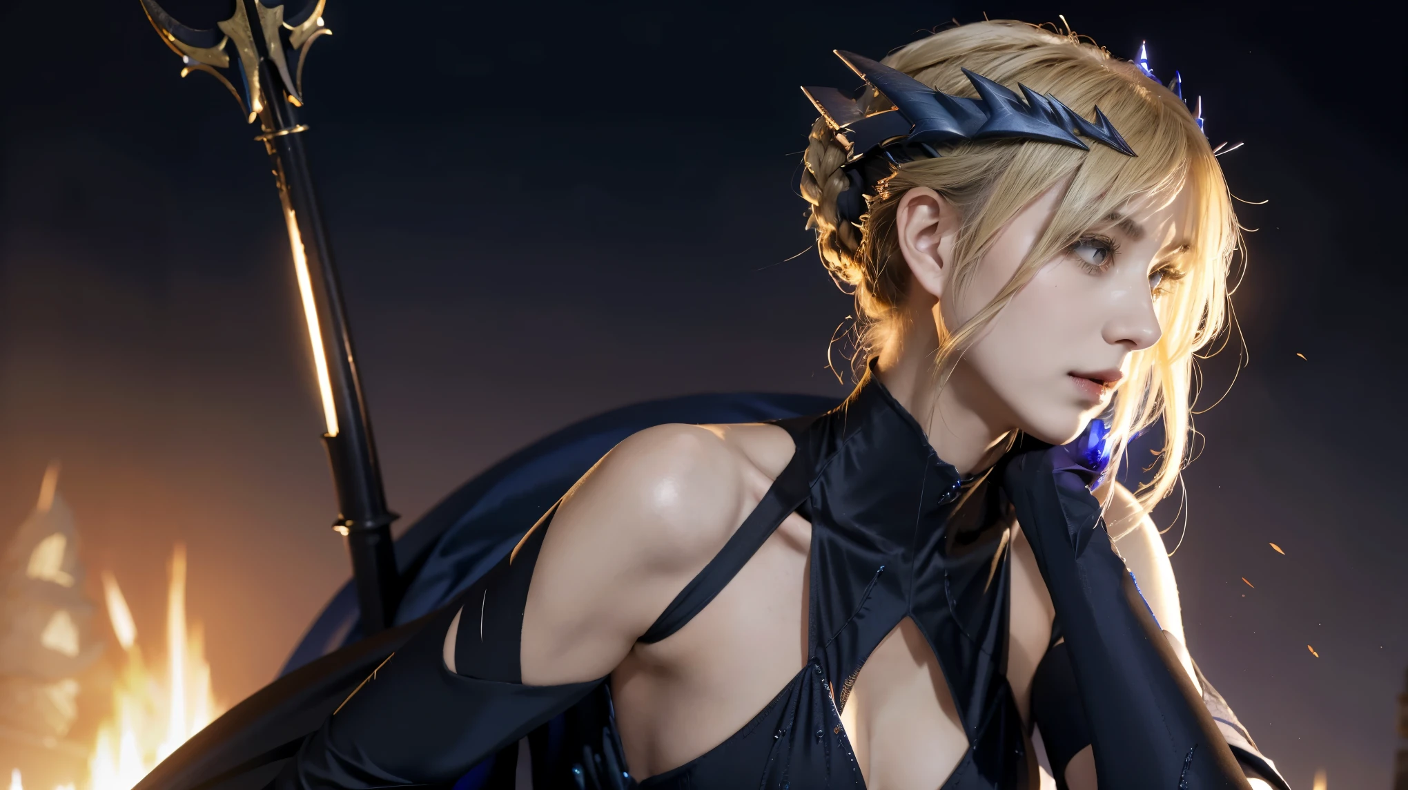 Artoria Pendragon、Lancer Alter、spear alter、Artoria Pendragon, Artoria Pendragon(lancer alter)、beautiful face, lancer alter、1 girl,Supervillains、elegant adult woman、leotard、high resolution、back view