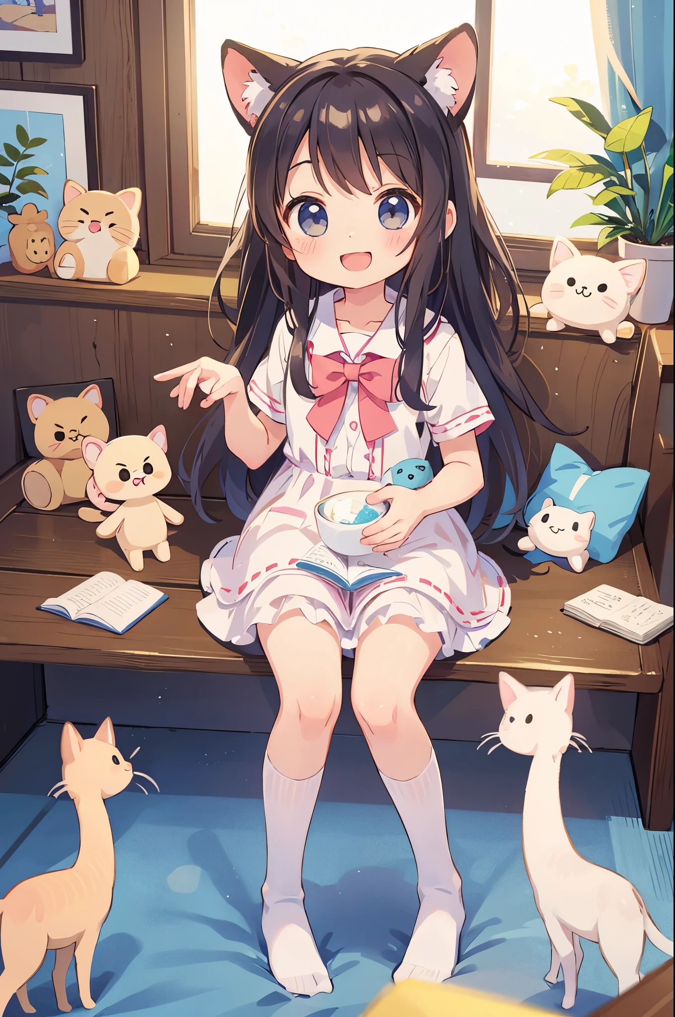 There is a doll keychain on the table.、Nendoroid、Littleガール、smile、female explorer mini cute girl、Nendoroid、Nendoroid3D、Chijo Girl、cuteリアルなポートレート、cute!!Little!!high school girl, Littleスタイル, Littleアニメの女の子