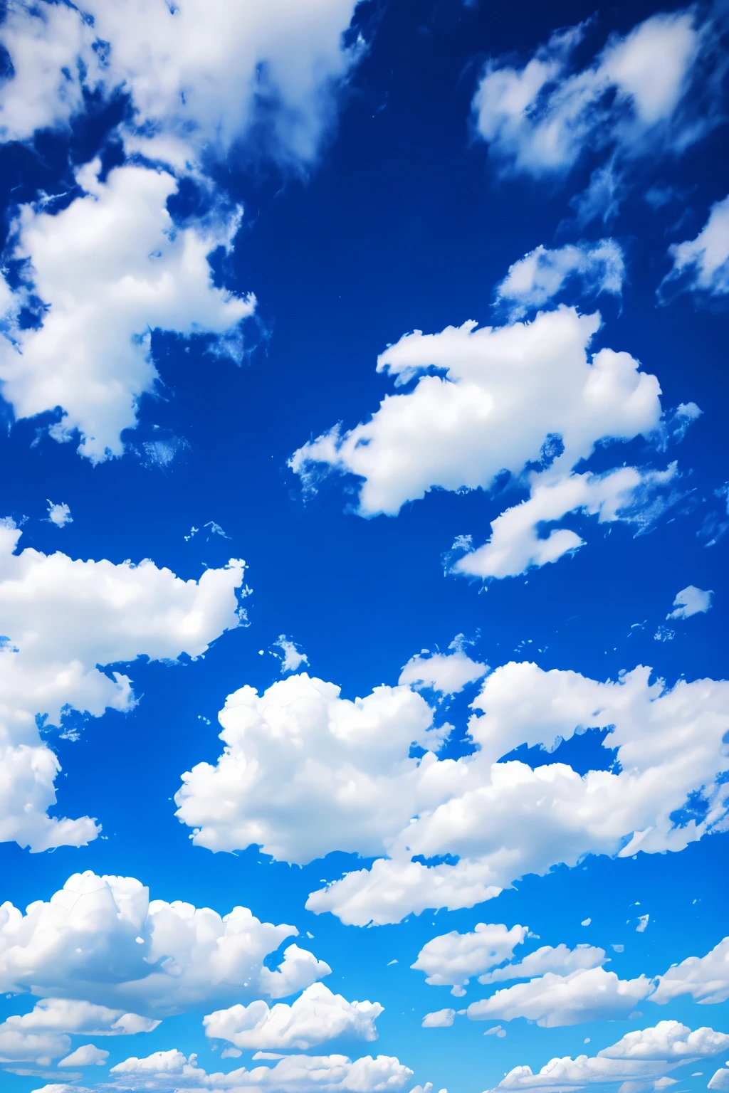 bright blue sky, white clouds