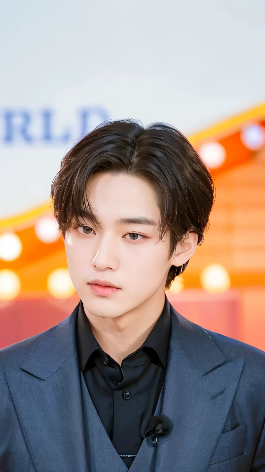 arafed asian man wearing suit and tie standing in front of a sign, Kim Taehyung, Kim Taehyung, Taehyung, Kim Taehyung, Kim Taehyung, Kim Taehyung, Taehyung, Taehyung, young pale angel, con el mismo peinado, taken in the early 2020s, pale korean adorable face, Taehyung Kim.
