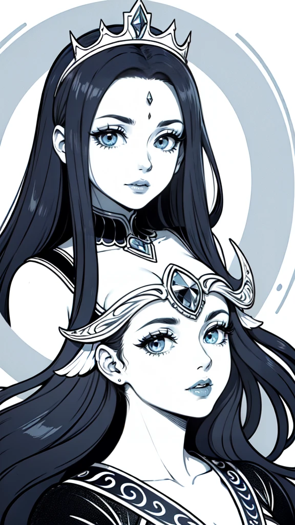 one very very wonderfull woman, very long hair, very attractive, wonderfull, portrait bust, beautiful regards, palnets and zodiac's queen, colorfull, wonderfull vibrants colors