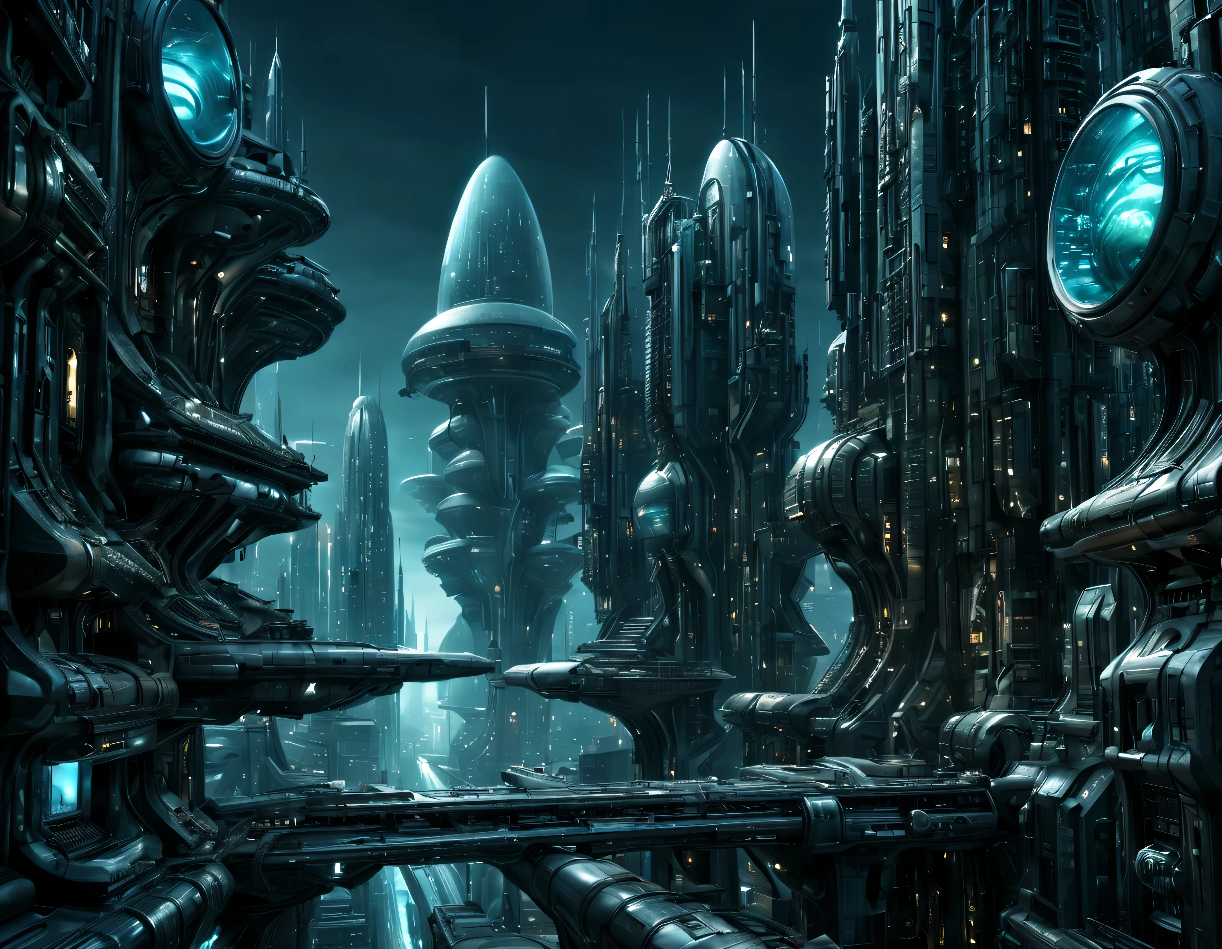 (iluminacion diurna soleada), street of an extraterrestrial alien city with futuristic and technological architecture in its metal and glass conglomerado de buildings, some aliens walking around, ventanas iluminadas, all full of imagination, science fiction and (intrincados detalles de la maquina).imagen fotorrealista, Maximum sharpness, calidad 8k.(obra maestra de calidad superior). 3D.