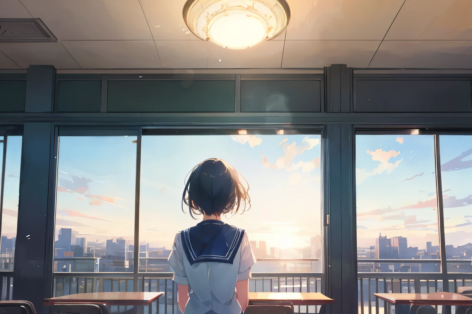 Create exquisite illustrations reminiscent of Makoto Shinkai's style, It has ultra-fine details and top-notch quality. Create a high-quality illustration depicting the moment of high school exam results being posted, with a focus on a beautiful girl shedding tears of joy upon discovering her acceptance, surrounded by the atmosphere of nostalgia. Ensure meticulous attention to detail. Picture the scene with the girl's emotional reaction to seeing her candidate number listed among the successful applicants, her face lit up with happiness and relief. Capture the nostalgic ambiance of the occasion, incorporating elements that evoke memories of past experiences and emotions. Pay close attention to the fine details, such as the expressions of other students, the texture of the bulletin board, and the surrounding environment. Aim for a composition that conveys the sense of accomplishment, joy, and nostalgia associated with this significant moment in the girl's life. best quality, masterpiece