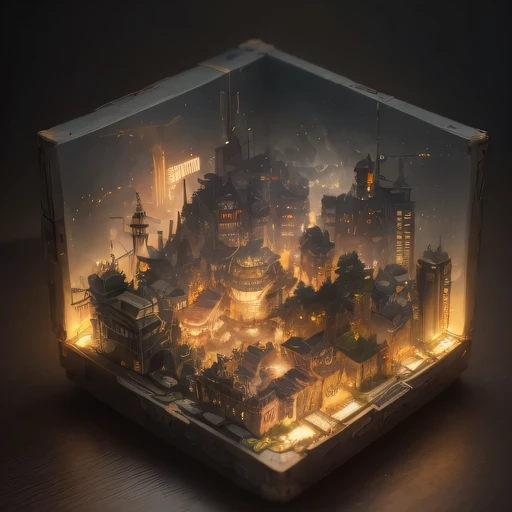 Lunar soil小写实模型, (bifurcation, original photo, best quality, masterpiece:1.4),Steampunk Cyberpunk 1820 City,(CyberpunkLunar soil light:1.3), Lunar soil (related to land),(in a small nature box:1.3),Isometric, small nature, landscape on foundation,landscape,