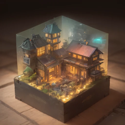 Lunar soil小写实模型, (bifurcation, original photo, best quality, masterpiece:1.4),SteampunkCyberpunk6820 City,(CyberpunkLunar soil light:1.3), Lunar soil (related to land),(in a small nature box:1.3),Isometric, small nature, landscape on foundation,landscape,