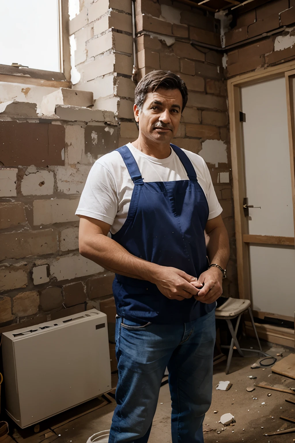 A middle-aged renovation worker，