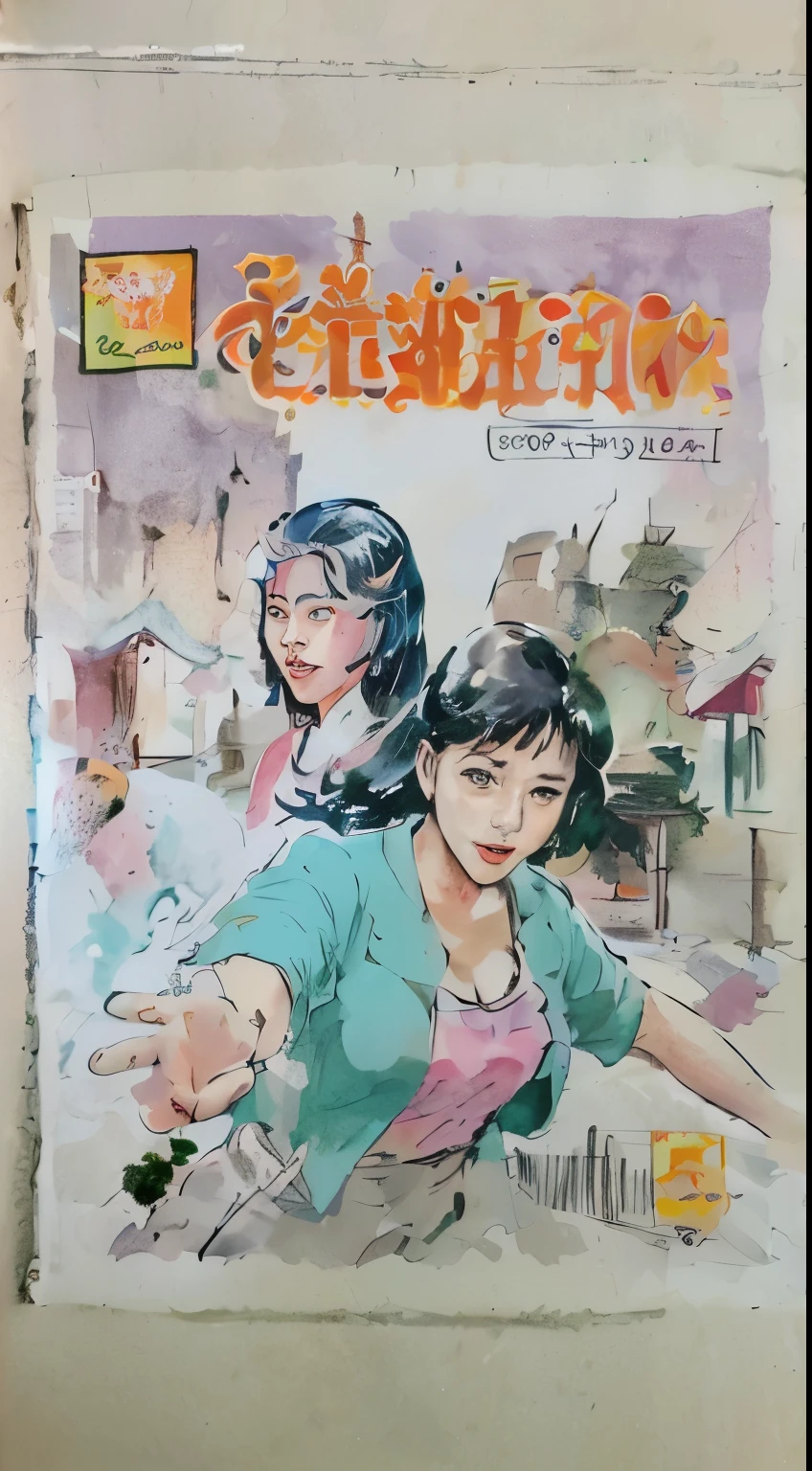 there is a picture of a book with a picture of a woman and a man, old comics in city, cevagraf comics, comic book's cover, comic cover, illustrated novel, 1980 manga, manga 1990, manga 1 9 9 0, manga 1980, comic book cover, graphic novel, cover of a magazine