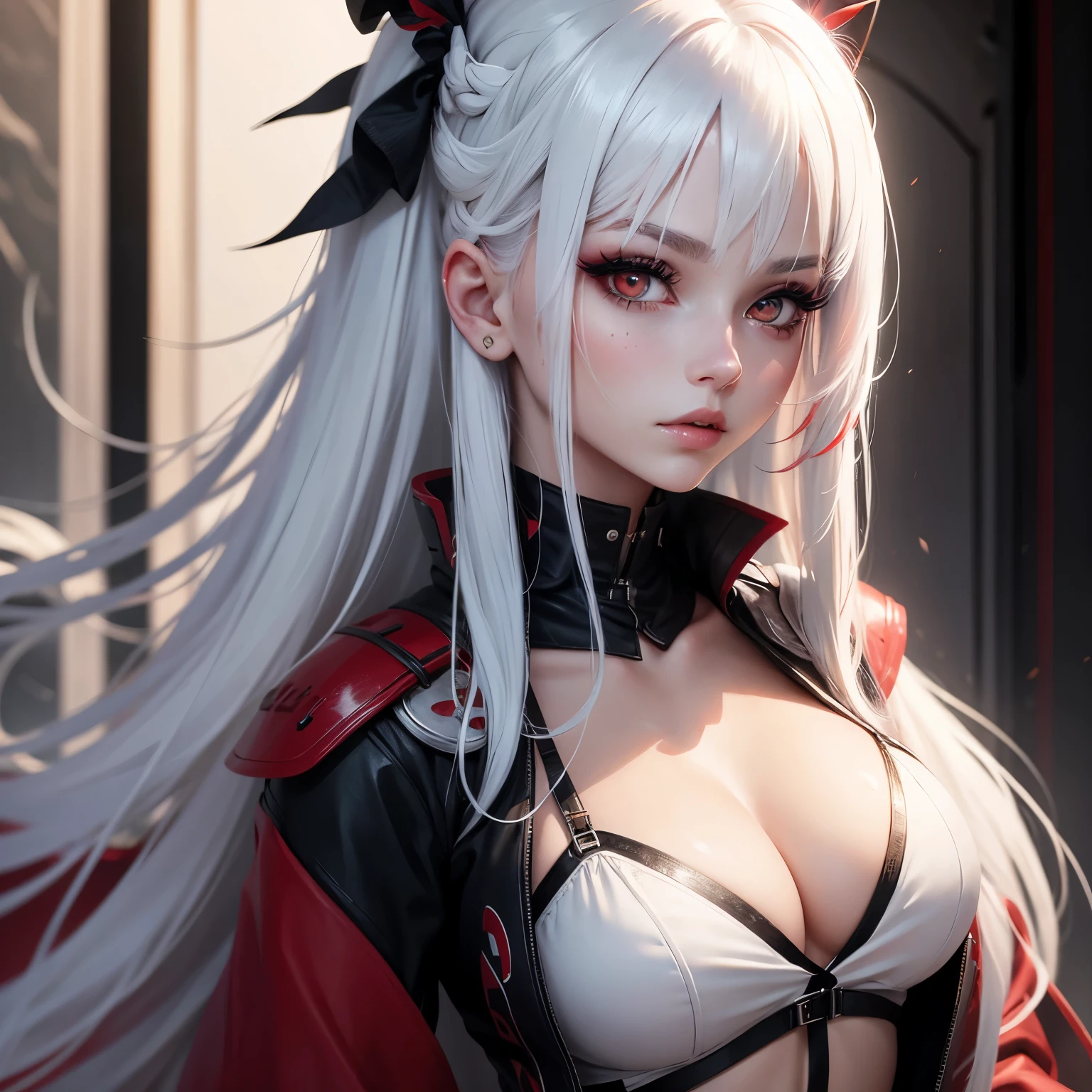 red eyes white hair beautiful girl