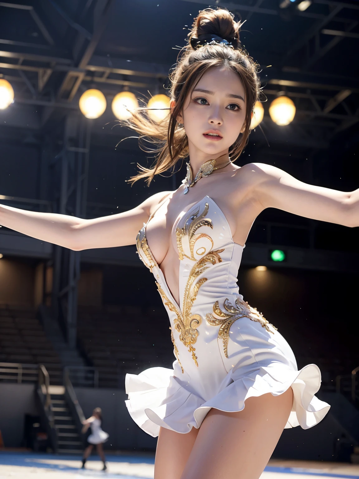 (傑作),(最高品質:1.0), (超高解像度,), 詳しい, “Prompt for the Ladies’ Figure Skater’s Spin Turn”
“The spin turn performed by the female professional figure skater is a captivating element that beautifully combines her gracefulness and technical prowess. This spin is one of the splendid techniques showcased in her performance, evoking deep emotions in the audience.
This prompt aims to accurately capture the beauty and technical complexity of her spin turn, fostering creativity and emotional immersion in Stable Diffusion. By describing in detail the movement, smoothness, and gracefulness in the air of her spin, the audience can perceive her outstanding skill and elegance.
This prompt comprehensively explains the elements and technical aspects of her spin turn, selecting words that convey its beauty and technical prowess to the viewers. By accurately depicting the gracefulness, skill, and flawless turns of her spin, the charm and individuality of her performance can be enhanced.”
This prompt focuses on the spin turn performed by the female professional figure skater, capturing its technical prowess and beauty to promote creativity and emotional immersion in Stable Diffusion., Plump breast,
