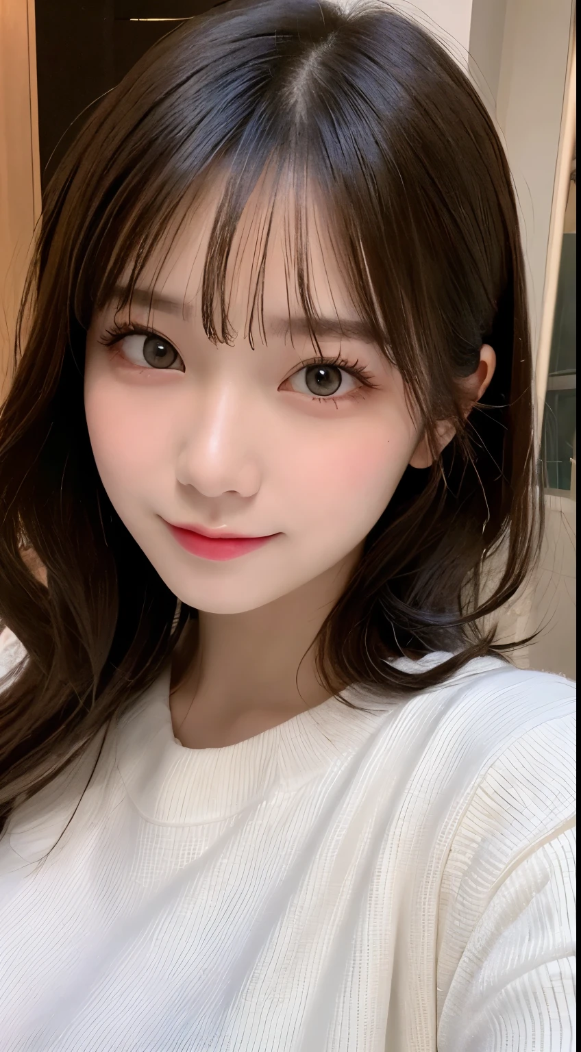 table top, highest quality, shape, Super detailed, finely, High resolution, 8k wallpaper, 完璧なダイナミックな構shape, beautiful and detailed eyes, Gorgeous and stylish black fluffy latest Tokyo winter clothes,ランダムなcute髪,small breasts,natural color lip, bold sexy pose,smile、20 year old girl、cute、sexy shot looking at camera,Always blur the background,perfect and beautiful face,Take only the face,beautiful and detailed face、slim face and style,Big eyes、Do gal makeup