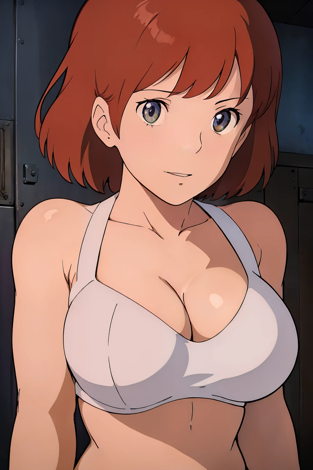 (masterpiece, best quality, high resolution, anime screencap, anime colored, 8k, photorealistic), Nausicaa, women, milf, wife, solo, brown hair, (looking at viewer), huge breasts, cleavage, (white bikini), upper body, forest, (perfect detailed anatomy, beautiful detailed face&eyes:1.5, shiny skin, perfect body)