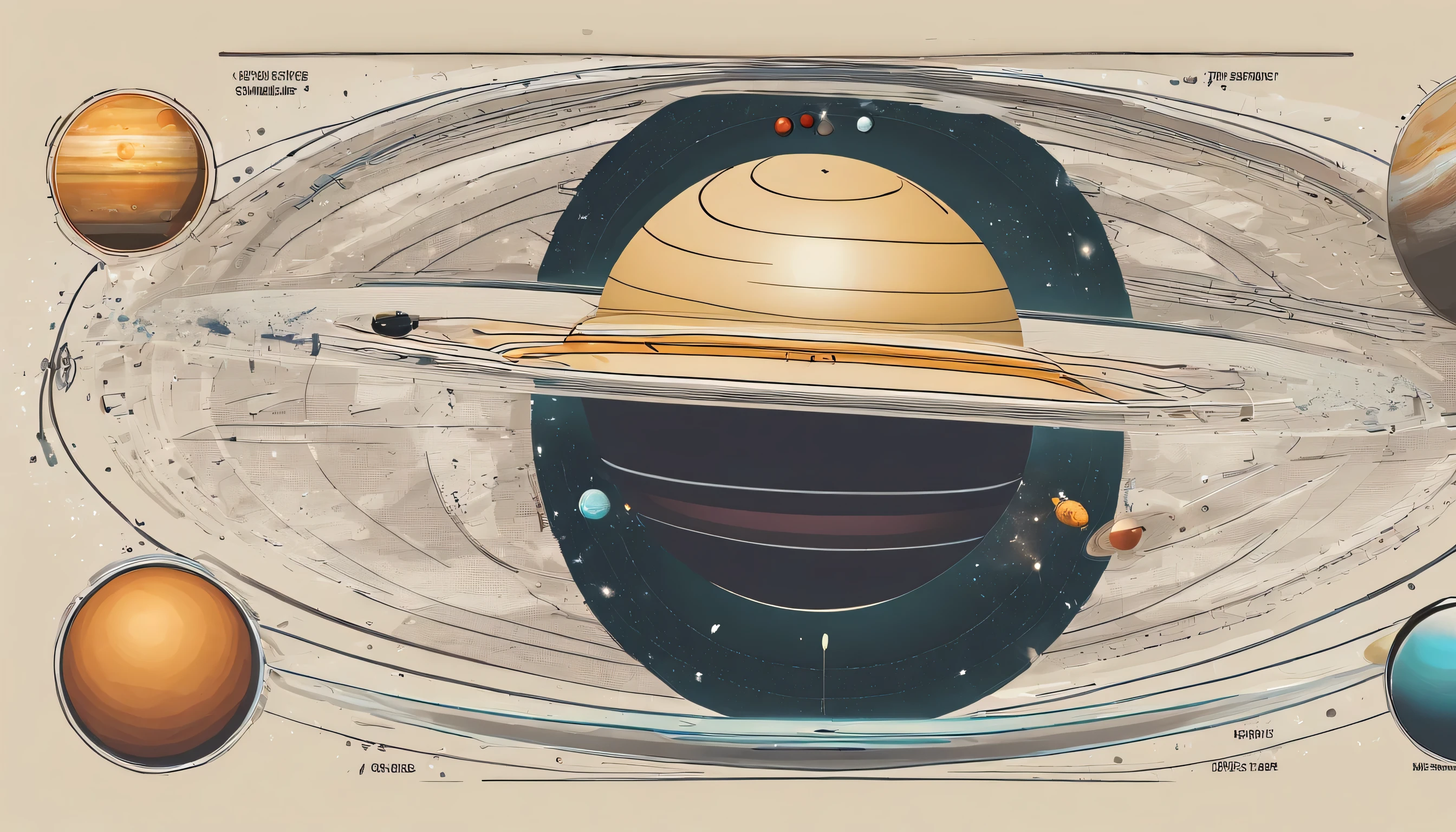 "Generate a detailed and accurate depiction of the solar system. Illustrate the Sun at the center with Earth and the other planets in their respective orbits. Ensure clarity and precision in showing the orbital paths and the rotation of each planet. Clearly label each planet with its name, starting from the closest to the Sun: Mercury, Venus, Earth, Mars, Jupiter, Saturn, Uranus, and Neptune. Provide a visually engaging representation of our solar system, emphasizing scale and accuracy."