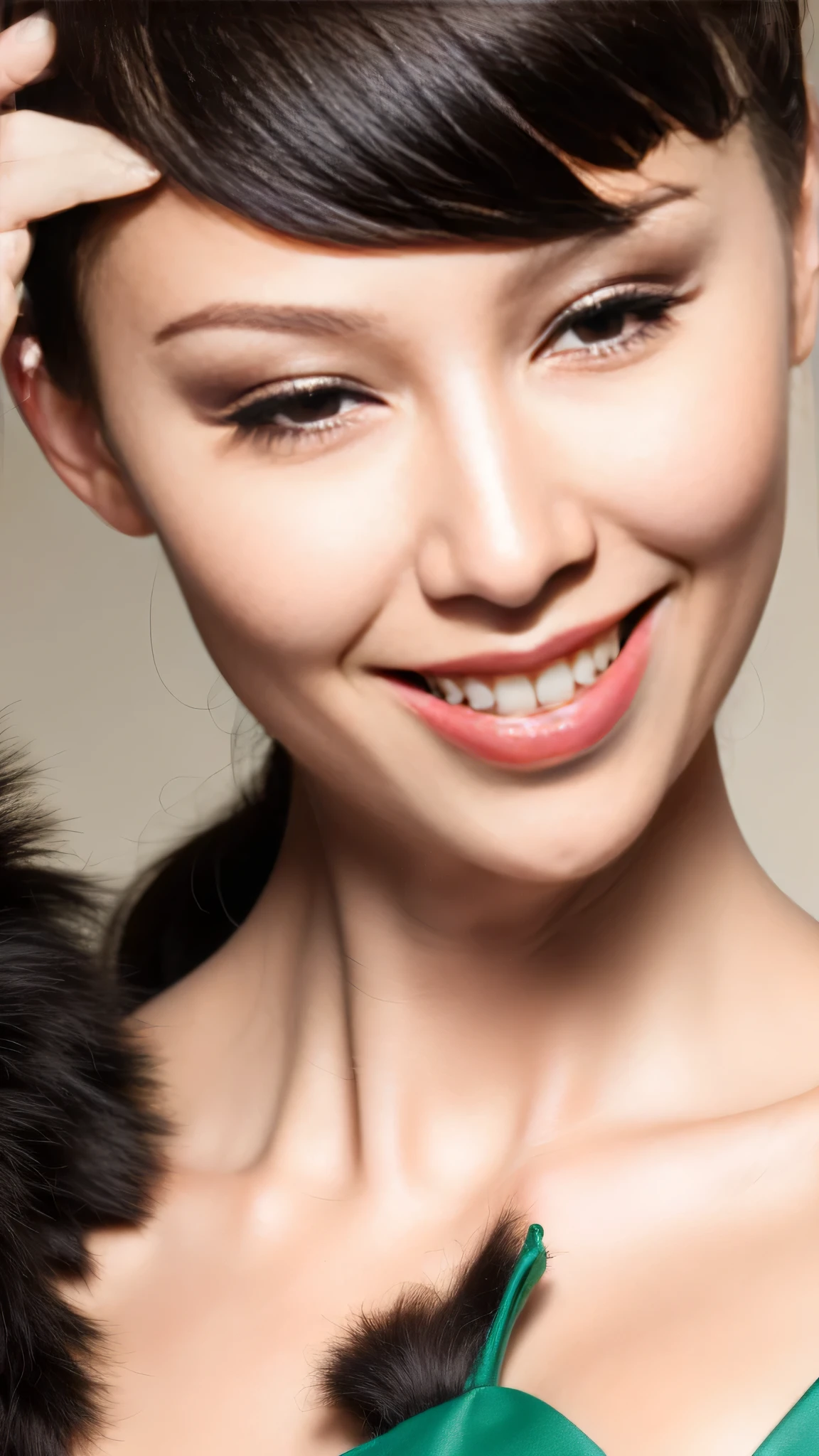 Fashion model 20 years old [[[[Close-up cleavage]]]], [[[[]]]], [[[[rape]]]], [[[[shoulder]]]], perfect eyes, perfect iris，perfect lips，perfect teeth，perfect skin，face slimming，Soft headlight，human development report，girl，casual，The background is green trees and fields；（pastel colors：1.2）