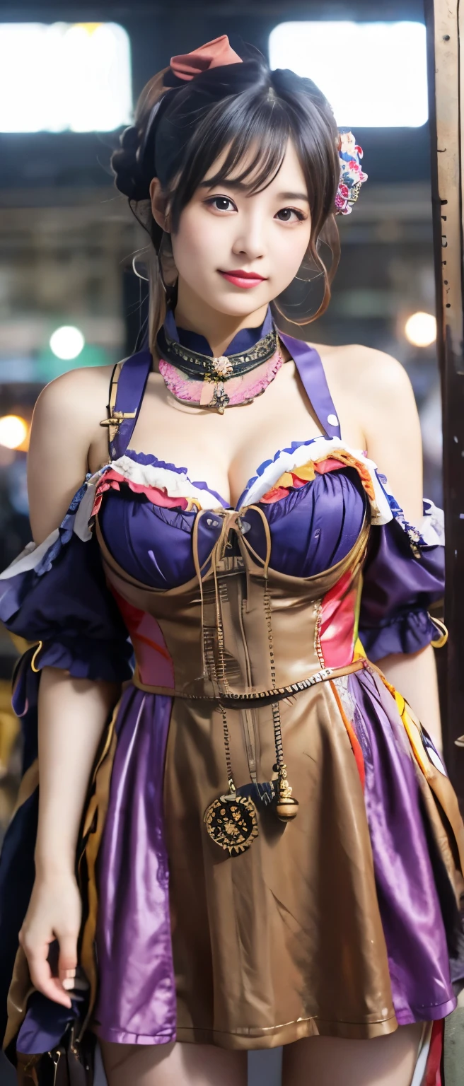 Steampunk Idol、whole body、good style、、、、、Colorful Mini Dress、colorful glowing bombs、